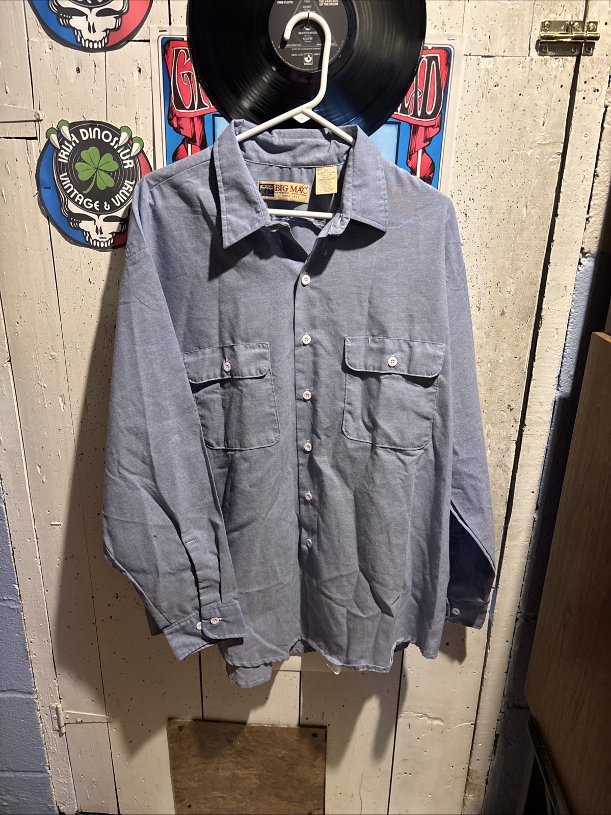 VINTAGE 1994 BIG MAC WORKWEAR BUTTON UP SHIRT MADE IN USA 18-18 1/2