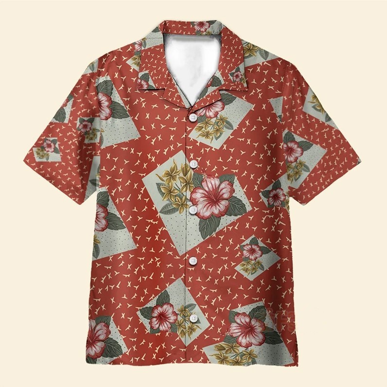 Red Series Tropical Floral Shirt Men 3d Printing Hawaiian Shirts Casual Vacation