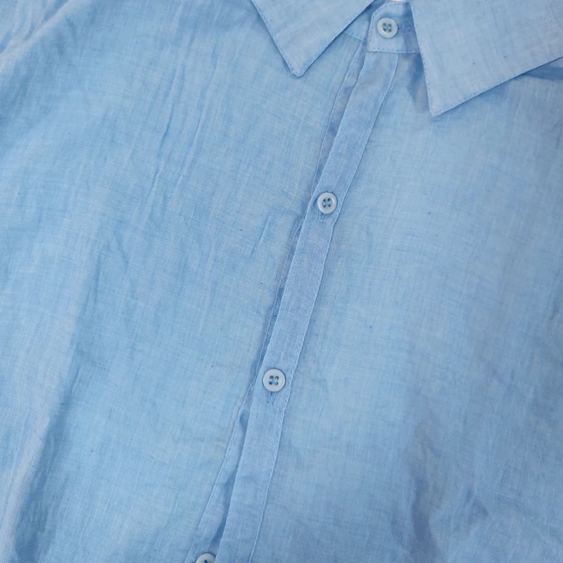 2026 NEW Men’s Summer Cotton Linen Short Sleeve Shirt Casual Solid Button-Down