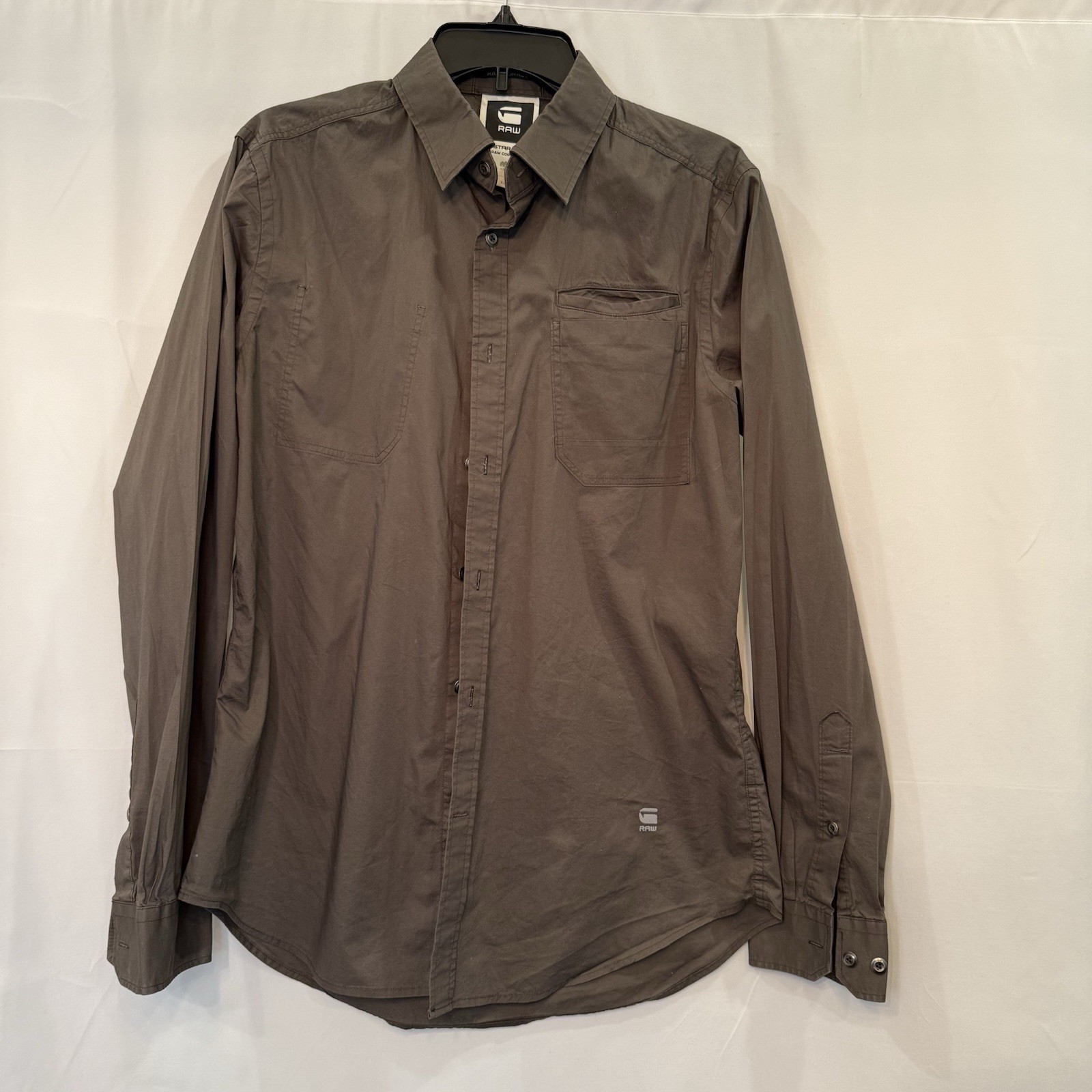 G-Star RAW Correct Admiral Shirt XL Brown Long Sleeve Button Up Cotton Casual