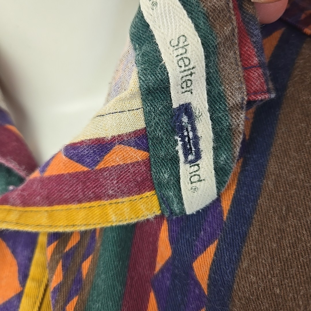 VTG 90s Western Aztec Southwest Canvas Brushpopper Shirt Shelter Island Mens L