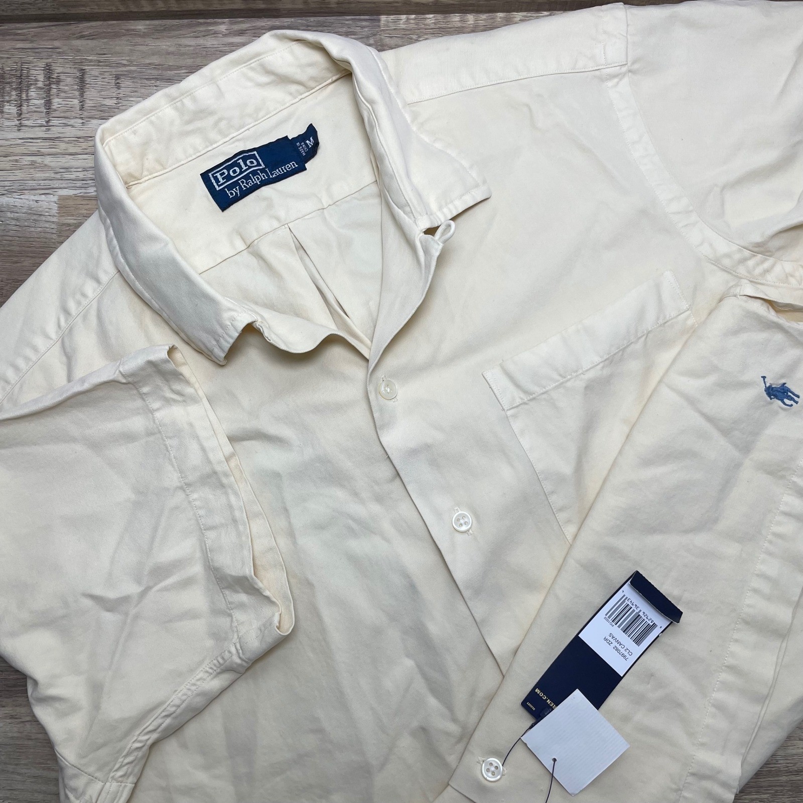 Polo Ralph Lauren Medium Yellow Cotton Silk Canvas Camp Loop Collar Shirt New
