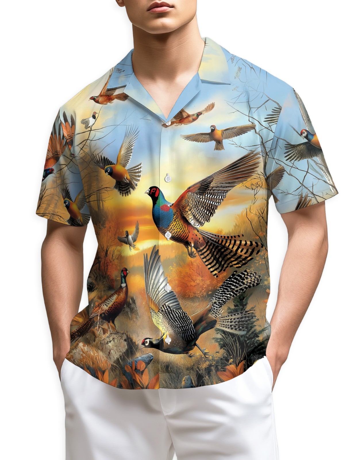 Pheasant Hunting Hawaiian Shirt Bird Hunter Outdoor Aloha Gift