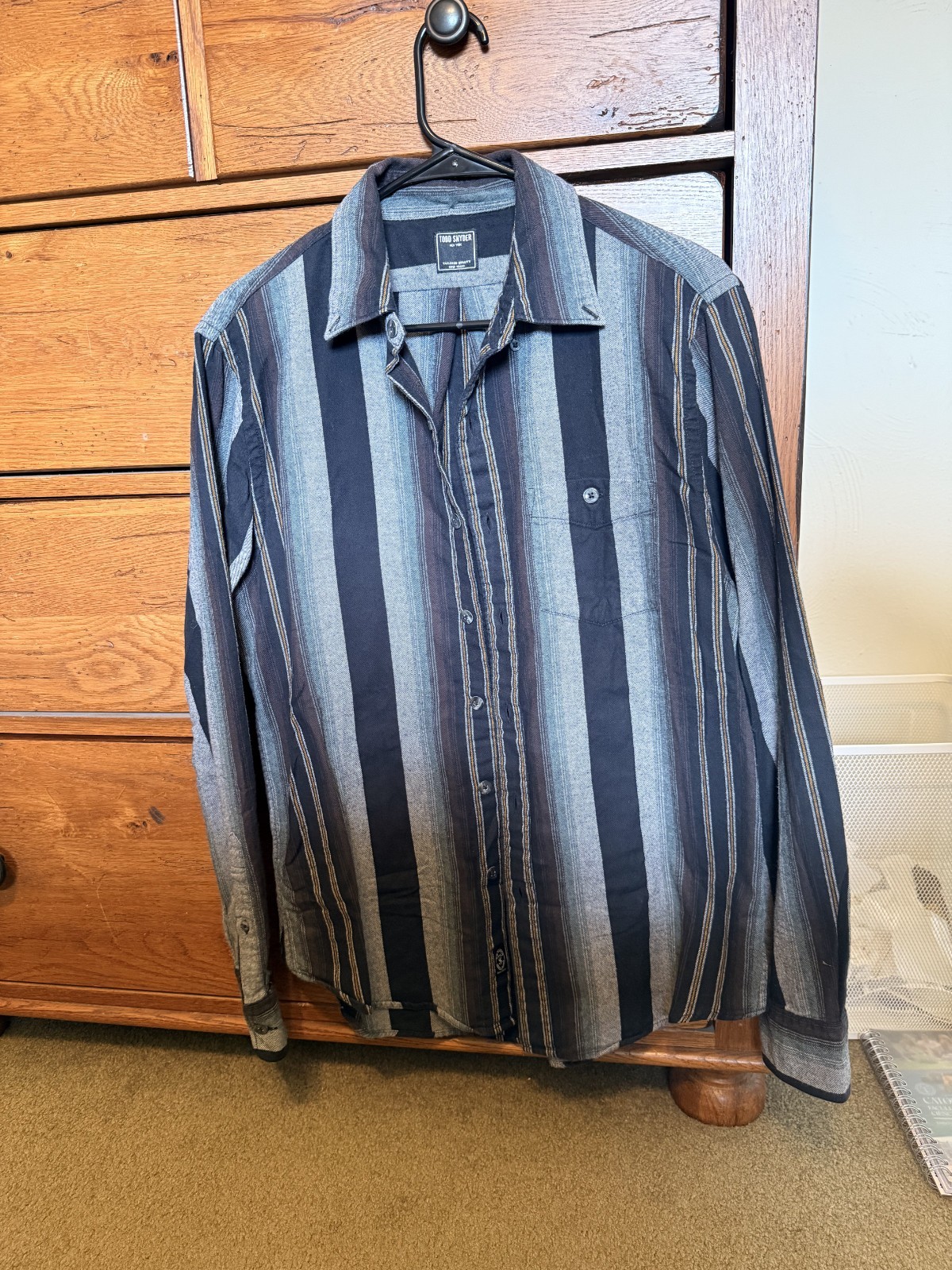 Men’s Todd Snyder Flannel Blanket Stripe Shirt Multi Color Sz M