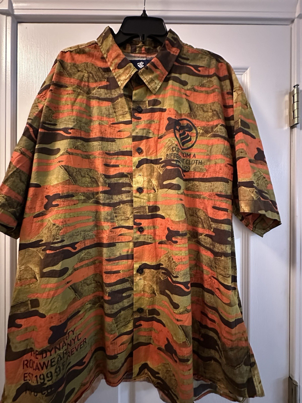 Rocawear Classic Men’s Big & Tall 4XB Camo Short Sleeve Button-Up Cotton