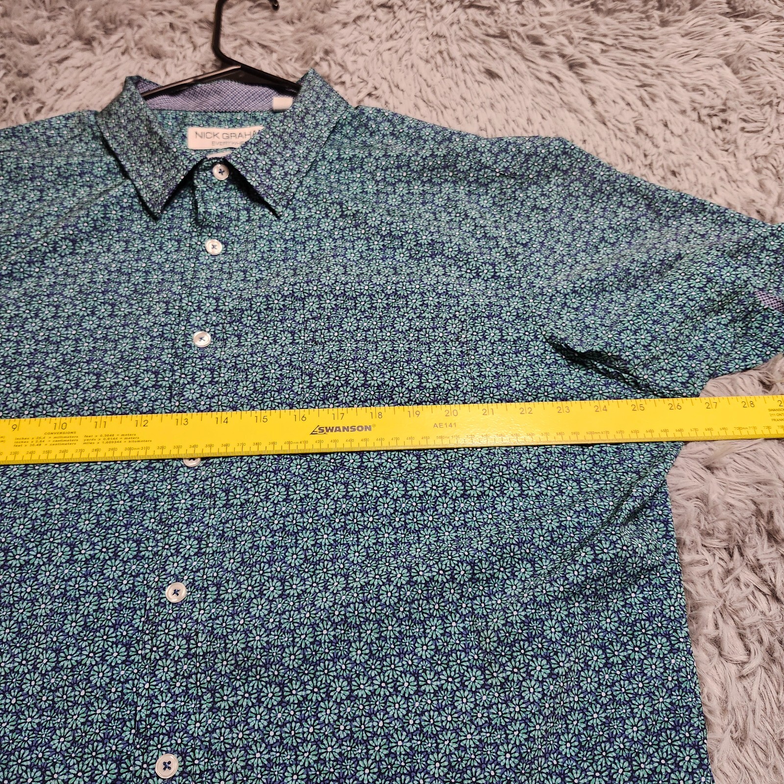 Nick Graham Everywhere Button Down Shirt Mens 2XL XXL Stretch Modern Fit Green