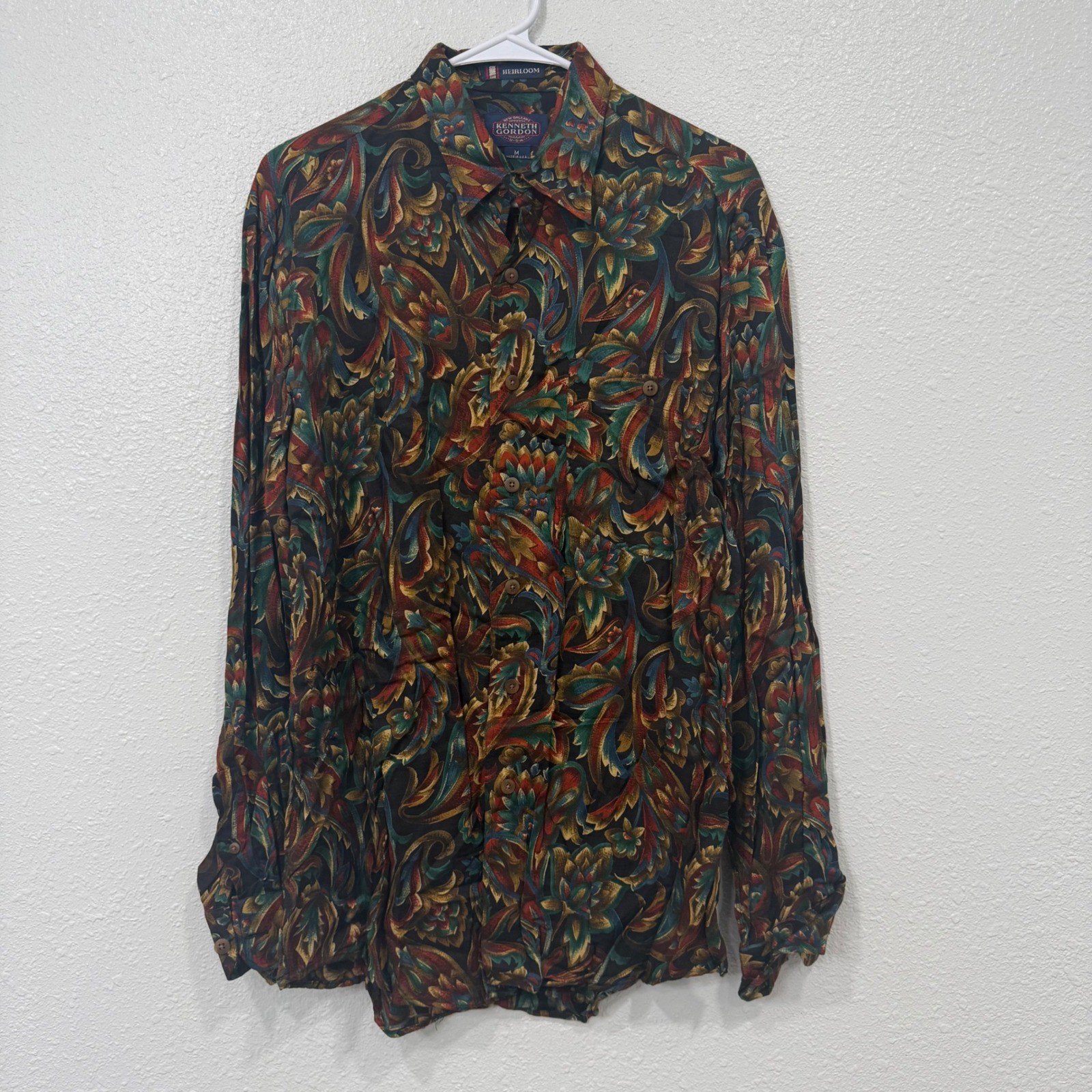 Kenneth Gordon New Orleans Heirloom Paisley Rayon Wool Shirt Mens Medium USA