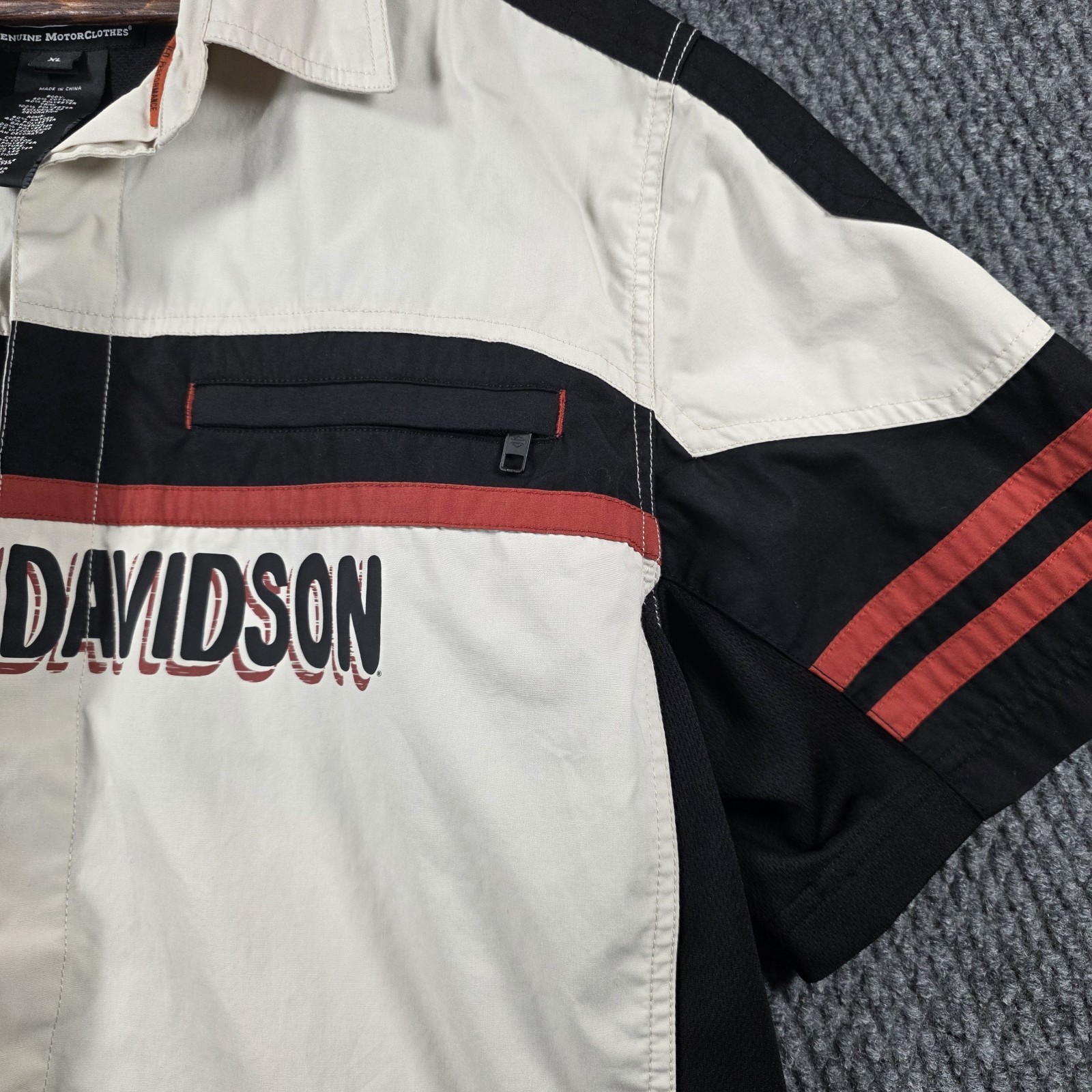 Harley Davidson Genuine Snap Front Shirt Mens XL Black Orange Jersey Style Rider