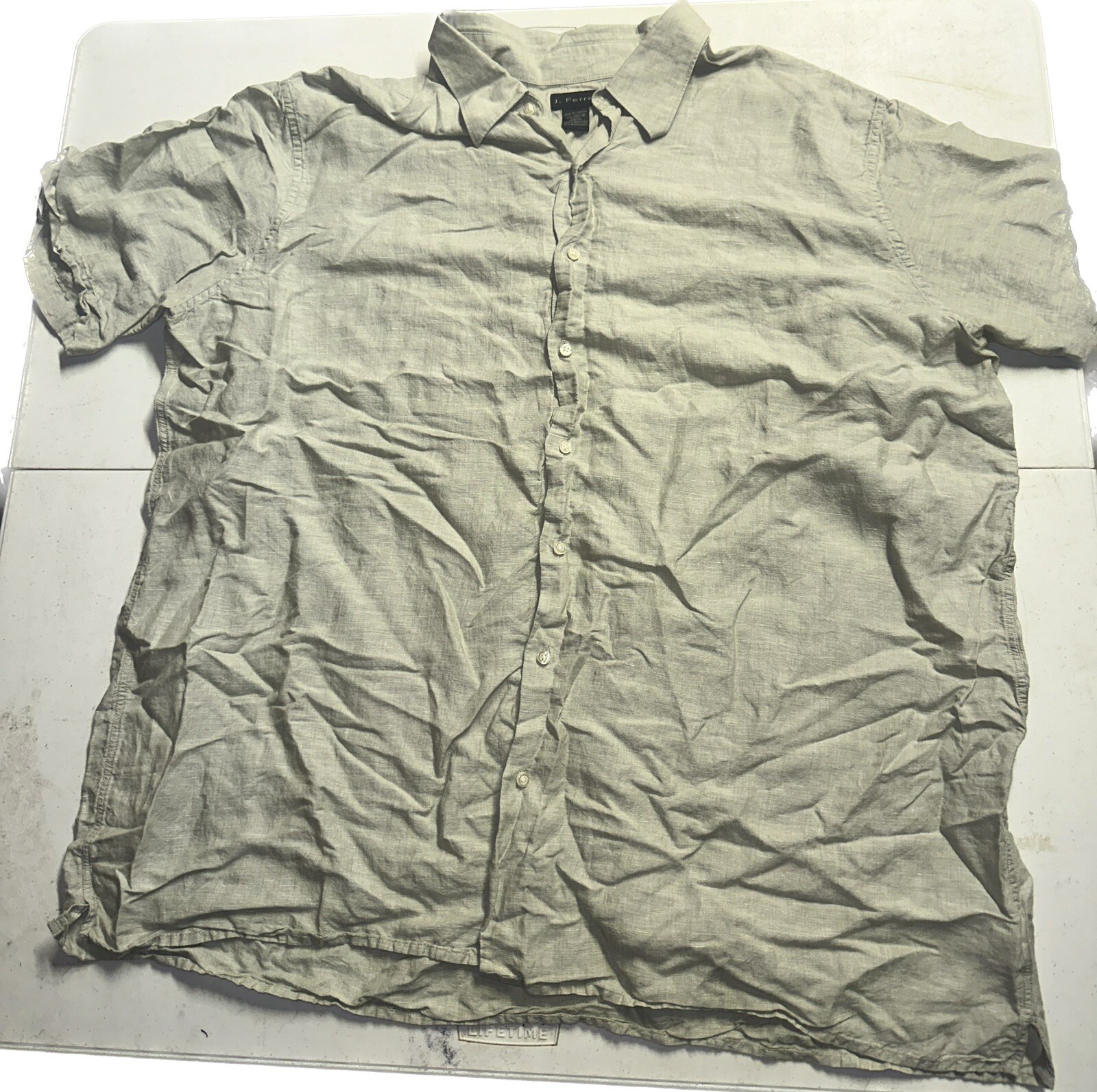 J. Ferrari Casual Button Up Shirt Green Earthy Color 3XLT
