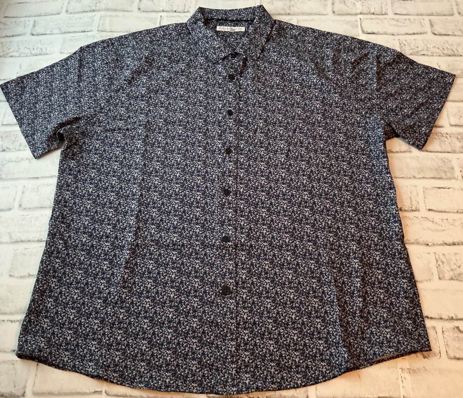 Vince Camuto Polo Shirt Mens XL TG EG Purple Performance Short Sleeve AOP