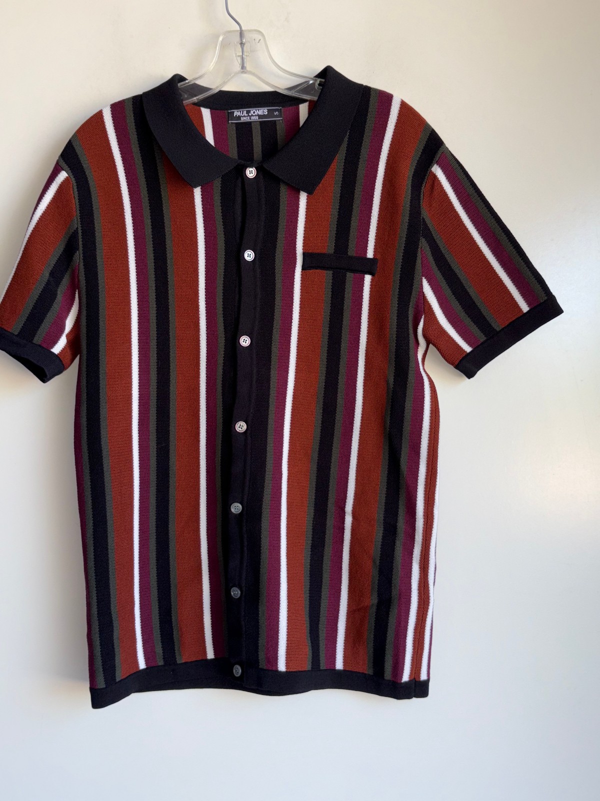 PAUL JONES Vintage Stripe Lapel Collar Shirt Men’s Small