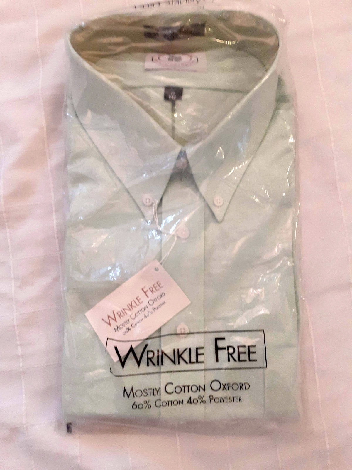 Vtg Jonathan Quale Button Down Shirt Pale Green NOS in Pkg Mens Sz 19 Big Oxford
