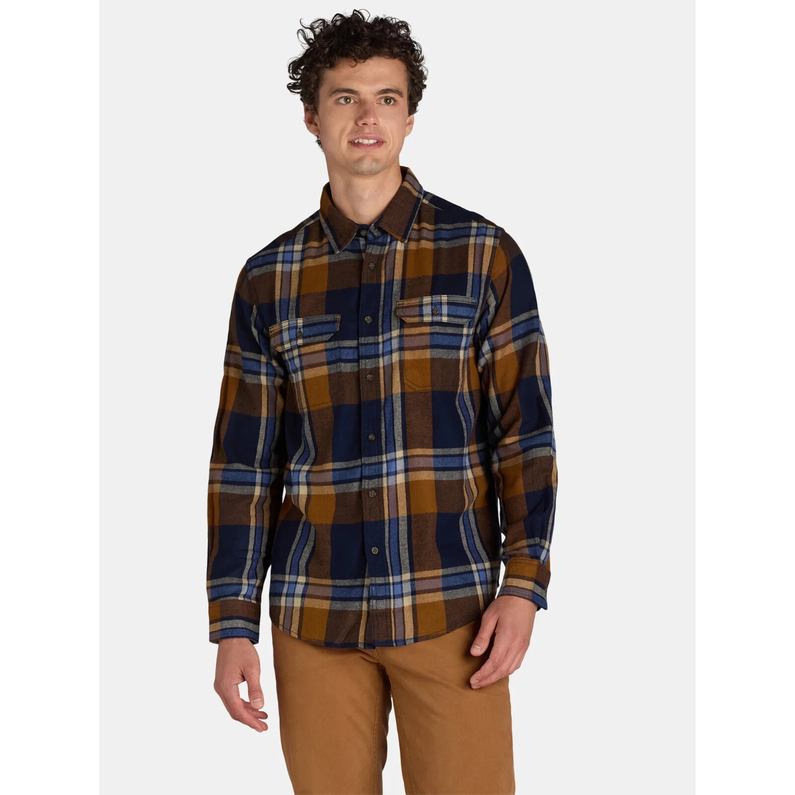 George Men’s Flannel Long Sleeve Button Down Shirt XL, XLT, 2XL, 2XLT, 3XL, 3XLT