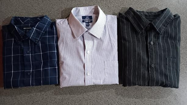 LOT OF 3 MEN’S MENS LONG SLEEVE SHIRTS by GEORGE Size L LARGE