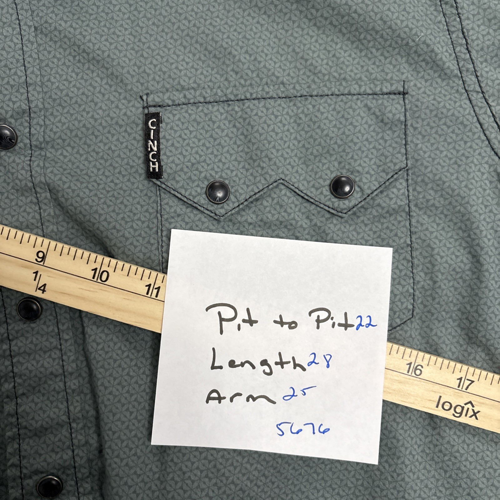 Cinch LongSleeve Pearl Snap Western Shirt Men’s Medium Modern Fit Gray Geometric