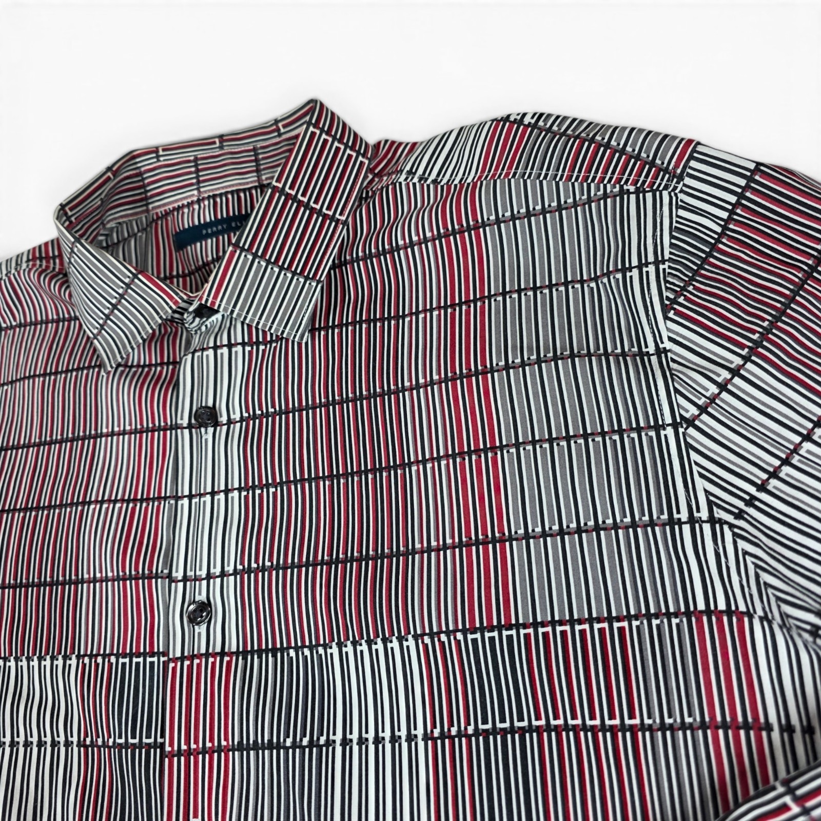 Men’s Perry Ellis Long-Sleeve Button-Down Shirt, Geometric Stripe Pattern