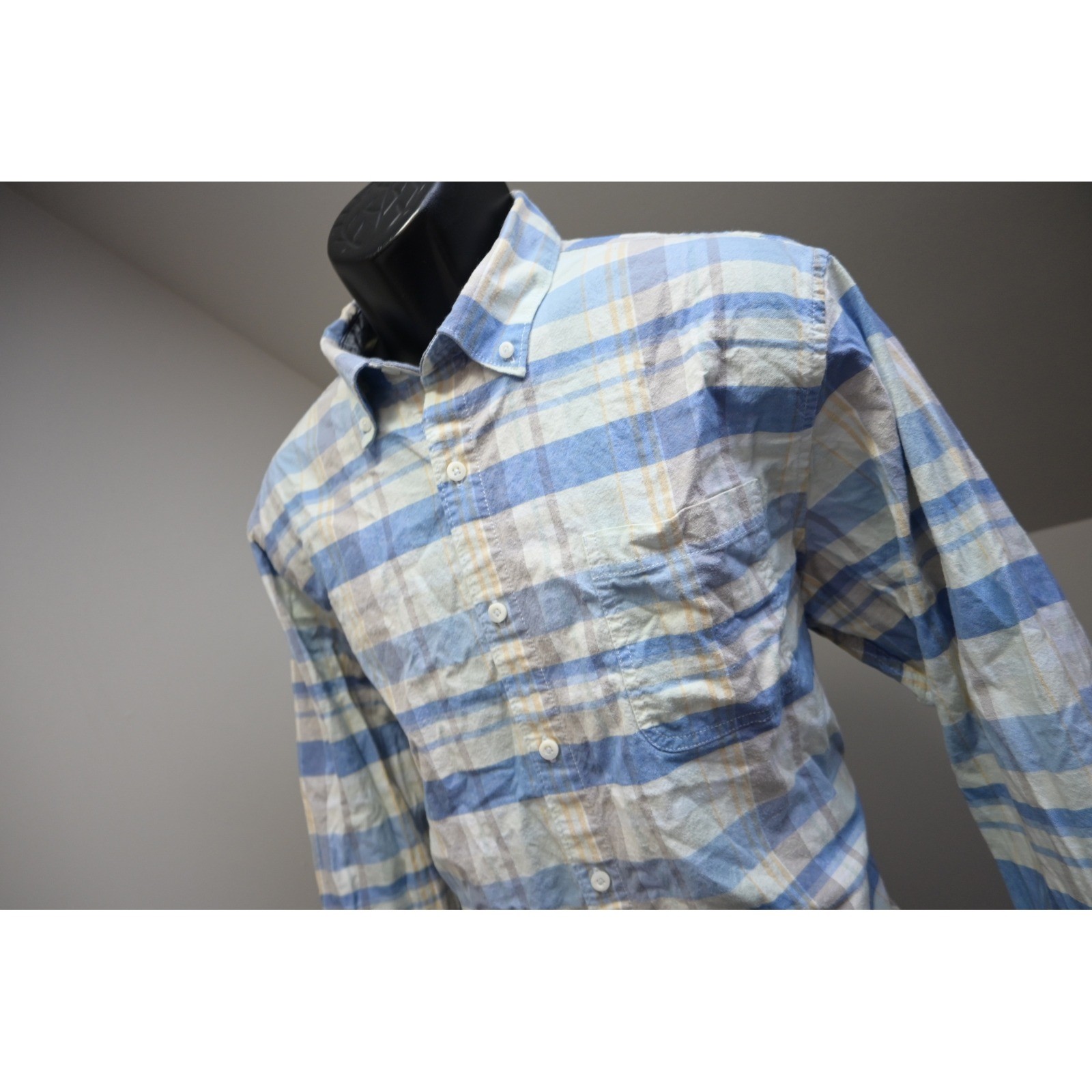 Tommy Bahama Button Down Dress Shirt Mens Large Blue Plaid Long Sleeve EUC