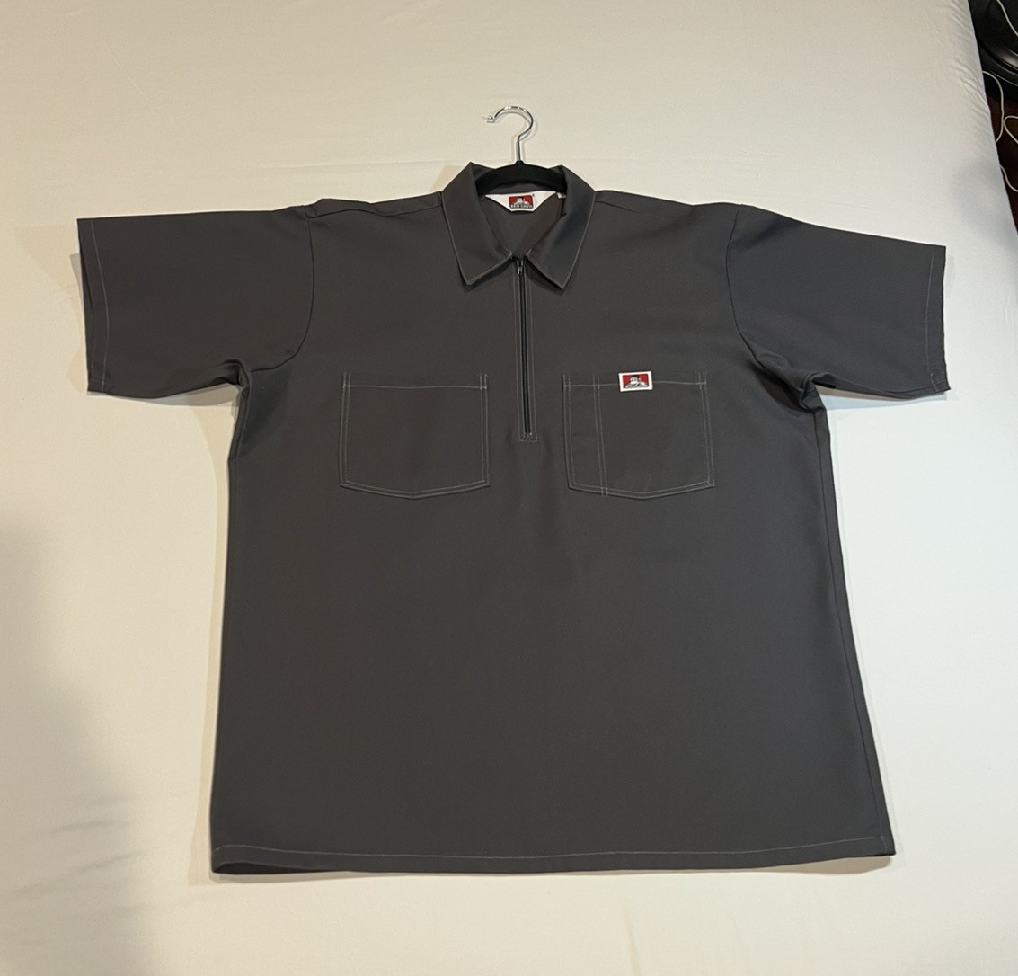 Ben Davis Half Zip Charcoal Short Sleeve Shirt Men’s Size Large