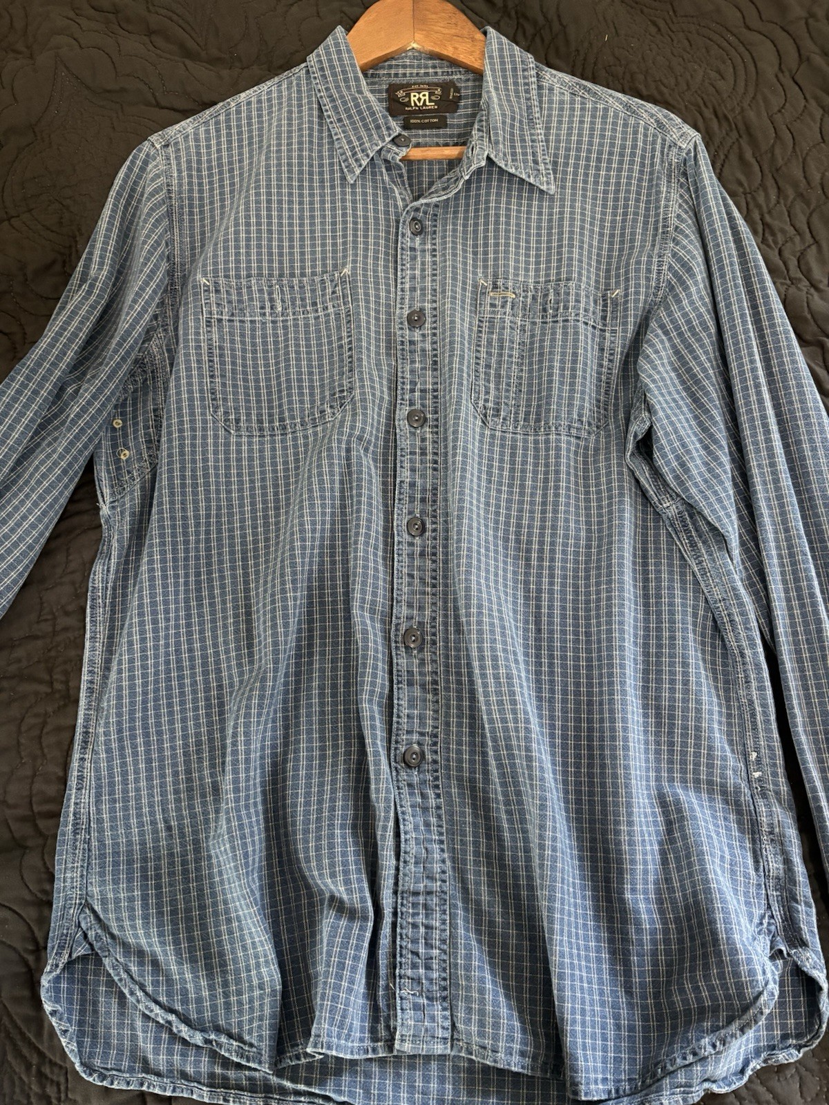 Rick Grimes Screen Alternate Indigo Wabash RRL Shirt Size Large