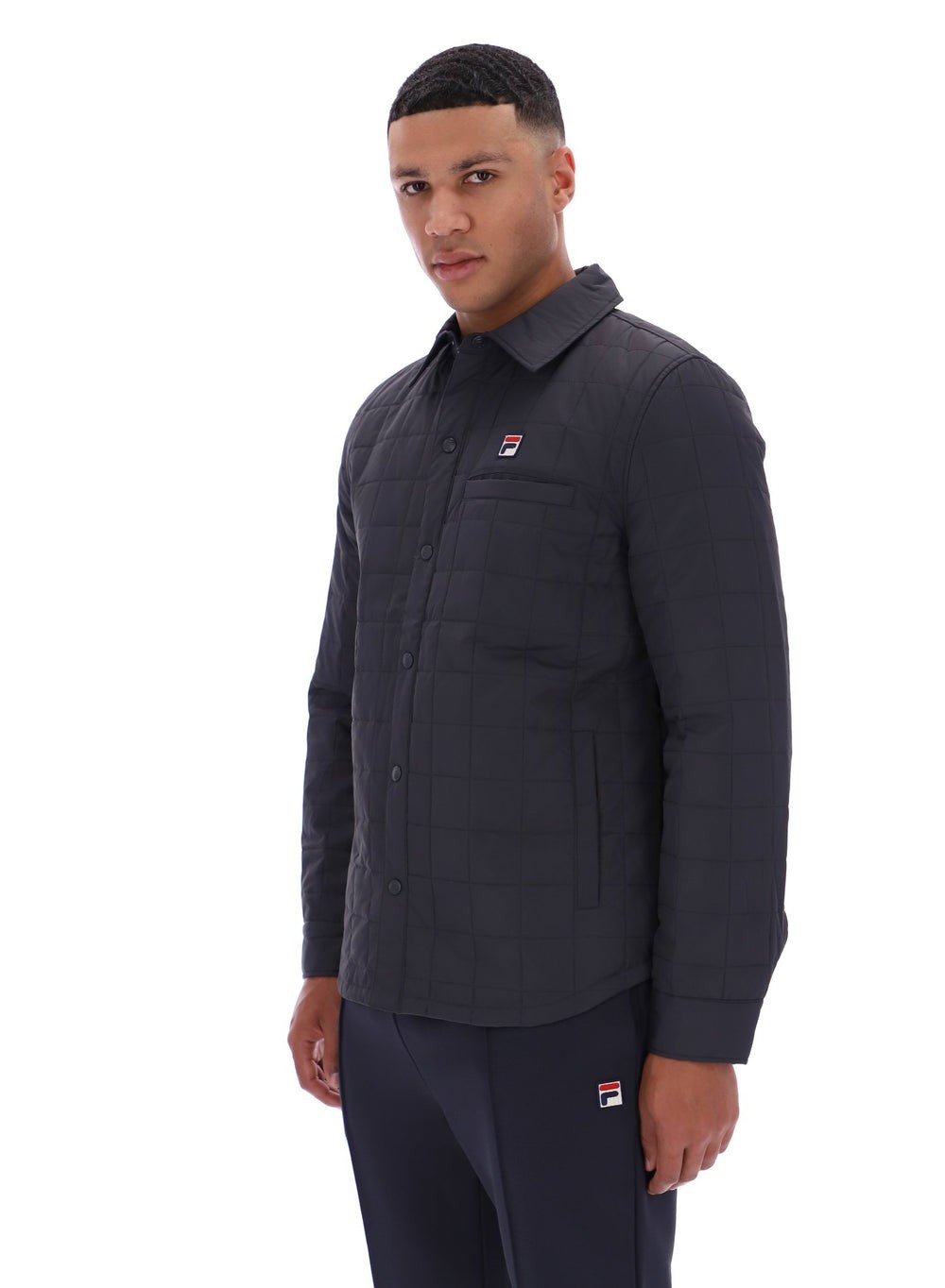 Fila Vintage Mens Casual Padded Quilted Overshirt Terrace Casual Jacket Malcolm