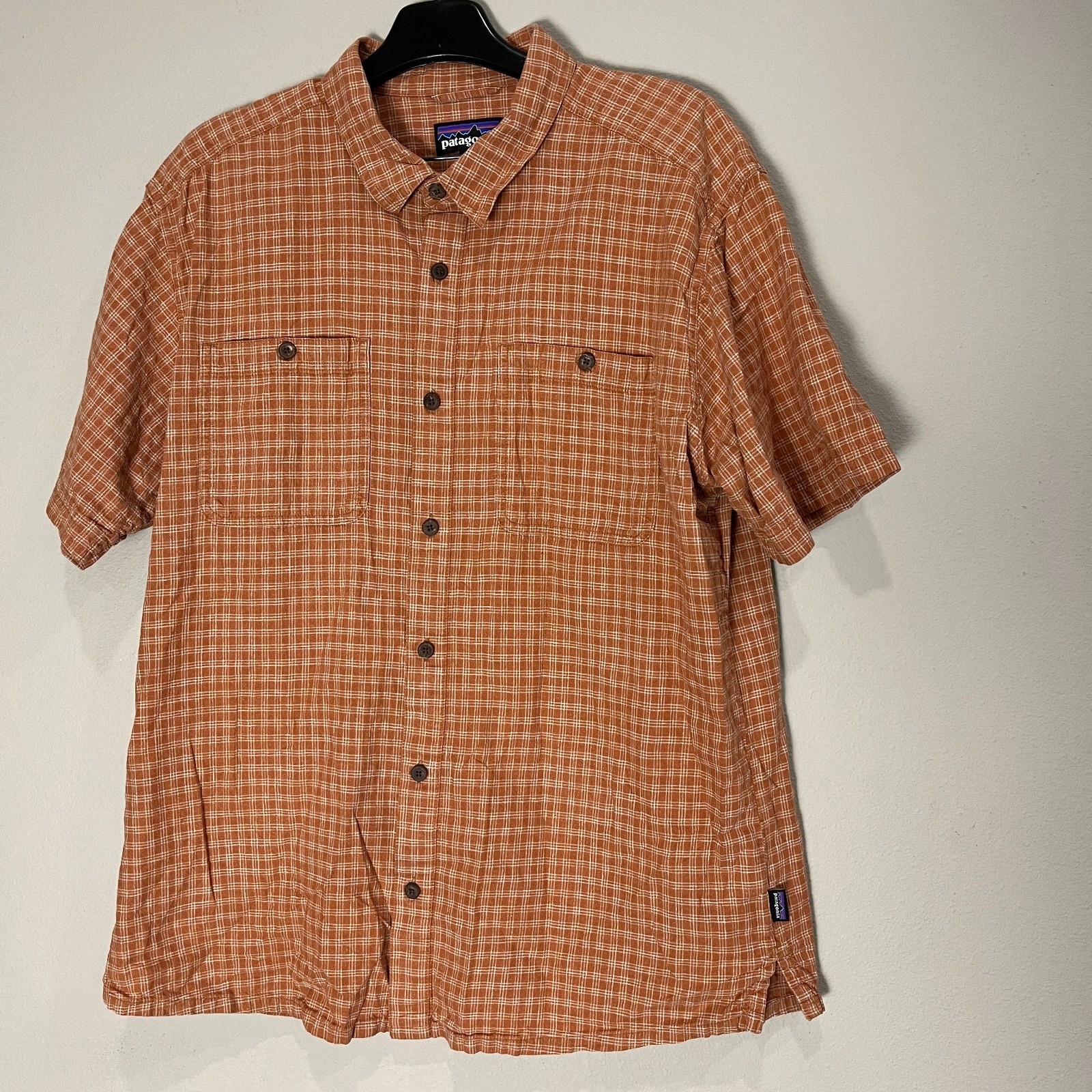 Patagonia Back Step Shirt Henna brown Hemp Blend Outdoor Summer mens Large