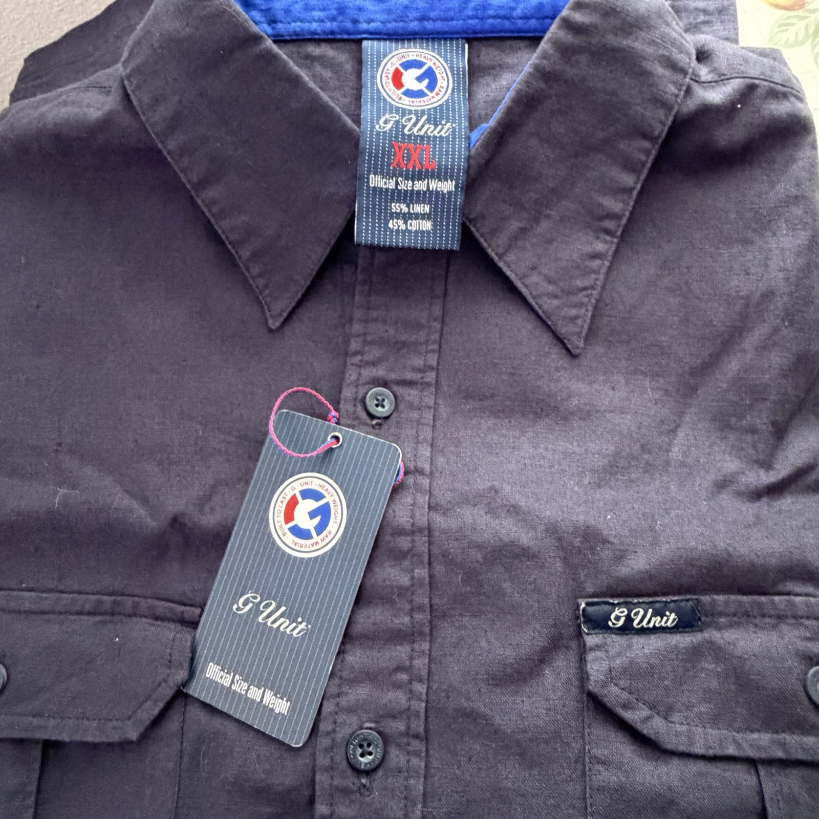 NWT Vintage G-Unit Tarrif Linen Blend Shirt Men’s 2XL Navy Y2K Deadstock