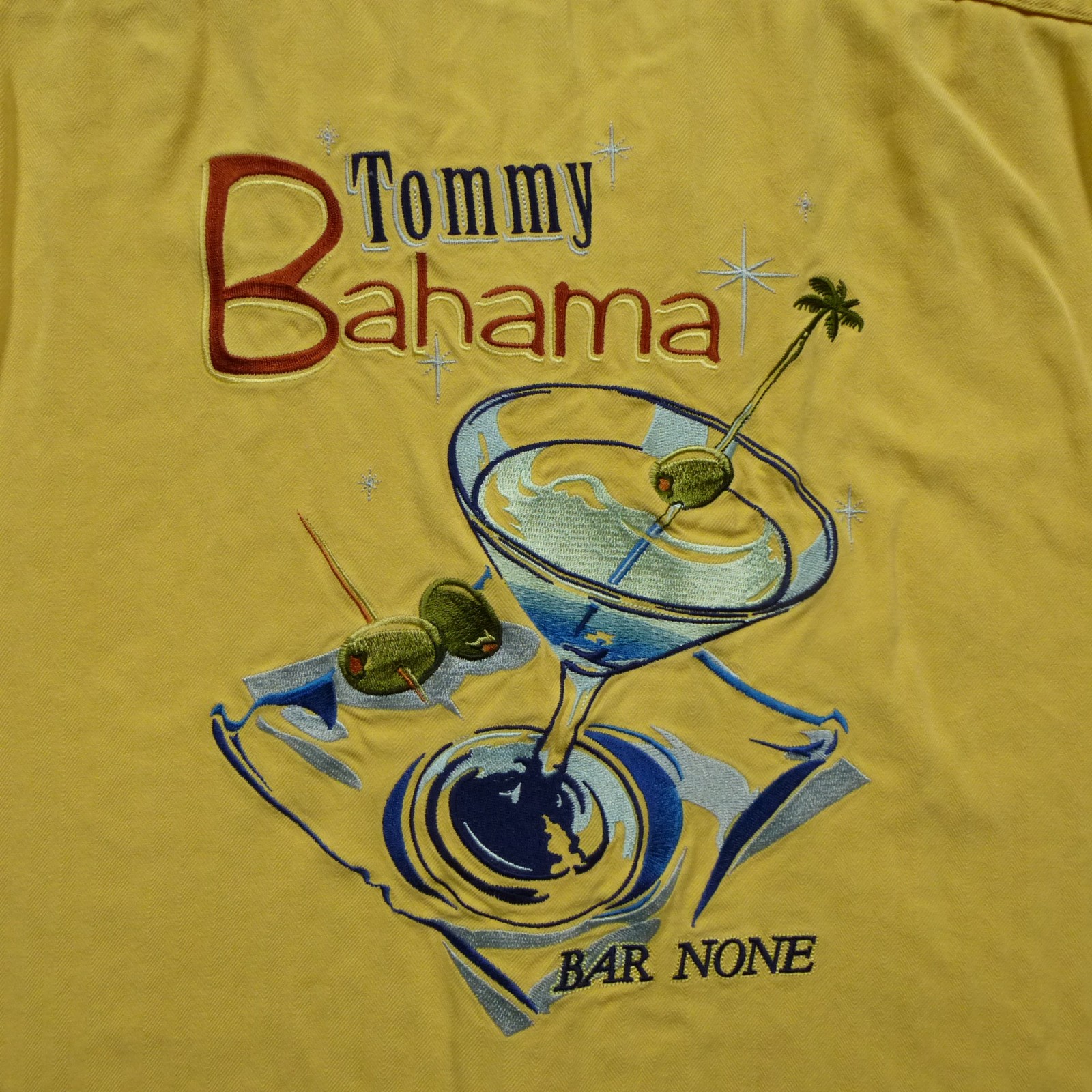 Tommy Bahama Shirt Mens XXL Big Back Embroidery Panel Golf Silk Bar None Party