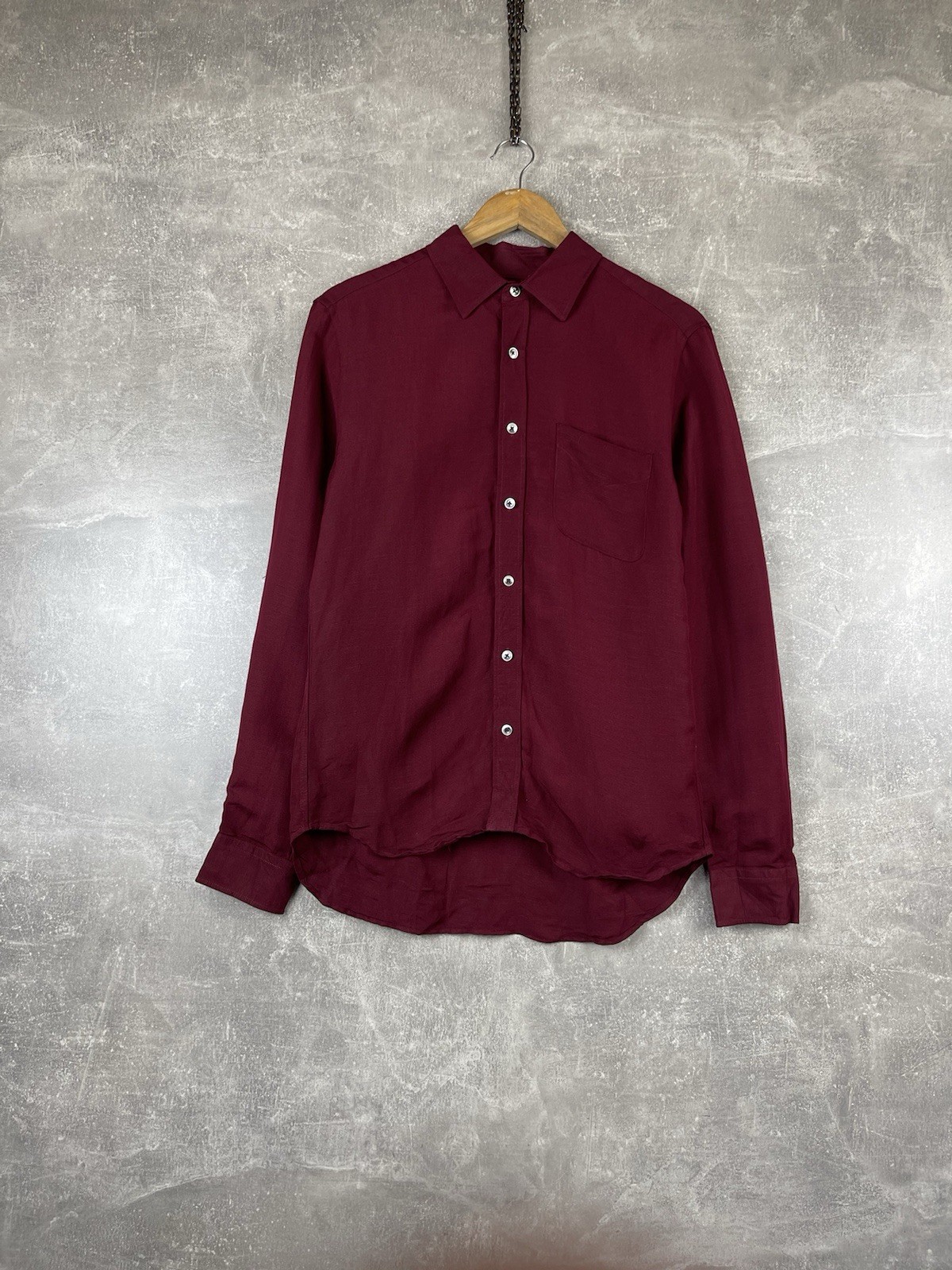HARE French Linen Burgundy Shirt Size M Japan Relaxed Fit Minimalist Style