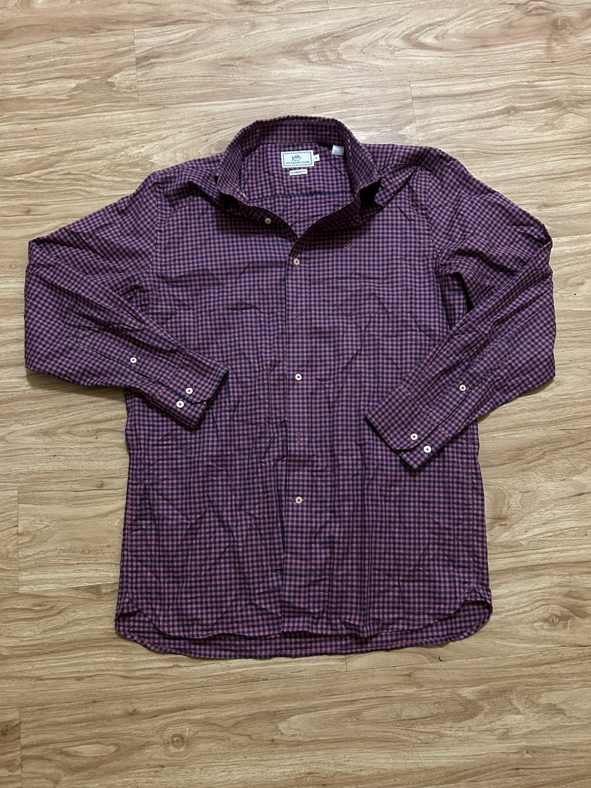 Southern Tide Classic Fit Shirt Mens M Pink Blue Check Long Sleeve Button Up