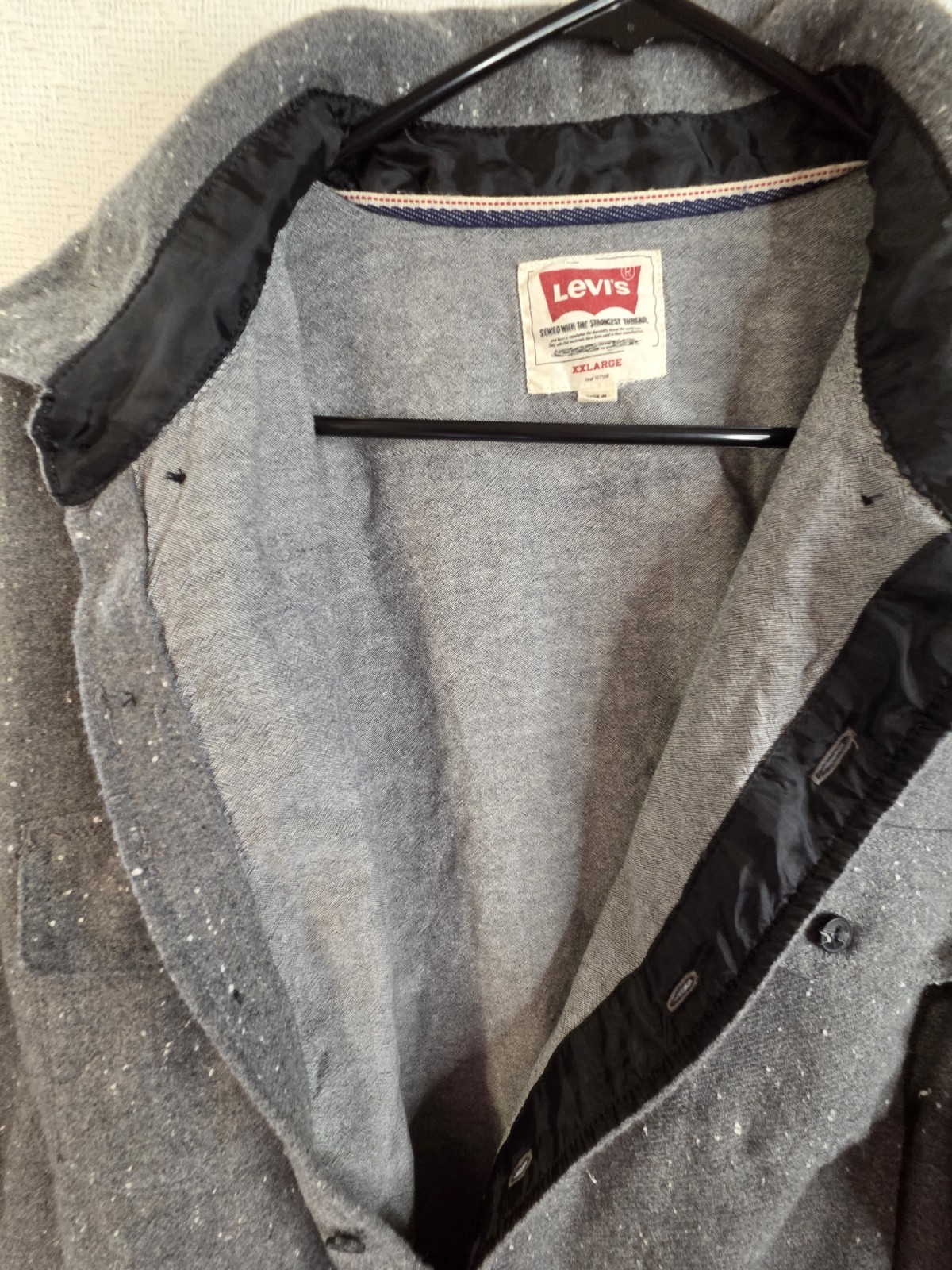 Levis Men’s 2XL Wool Blend Shirt Jacket Shacket Gray Stripe Cowboy Western Warm