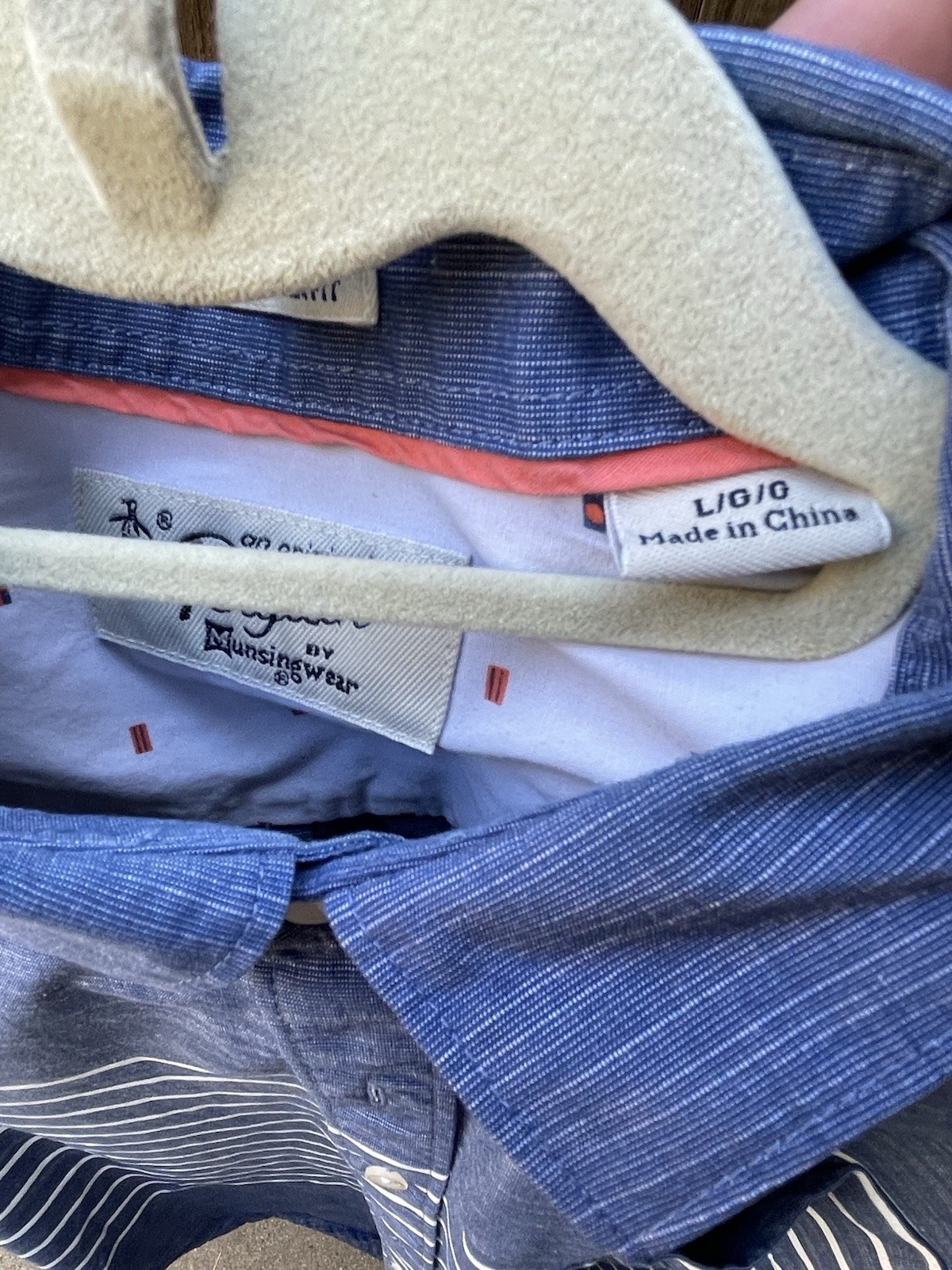Original Penguin Heritage Slim Fit Shirt Mens Large Blue Short Sleeve Button Up
