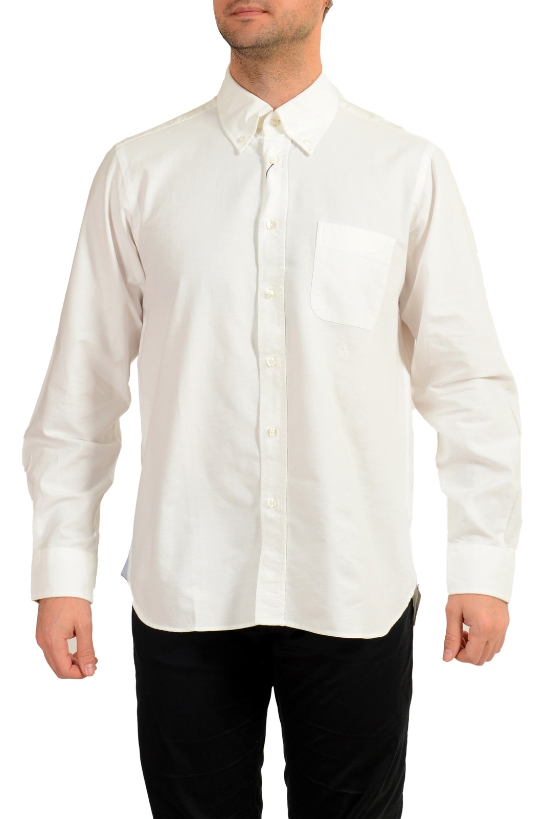 Scuderia Ferrari Men’s White Logo Embroidery Casual Button Down Shirt