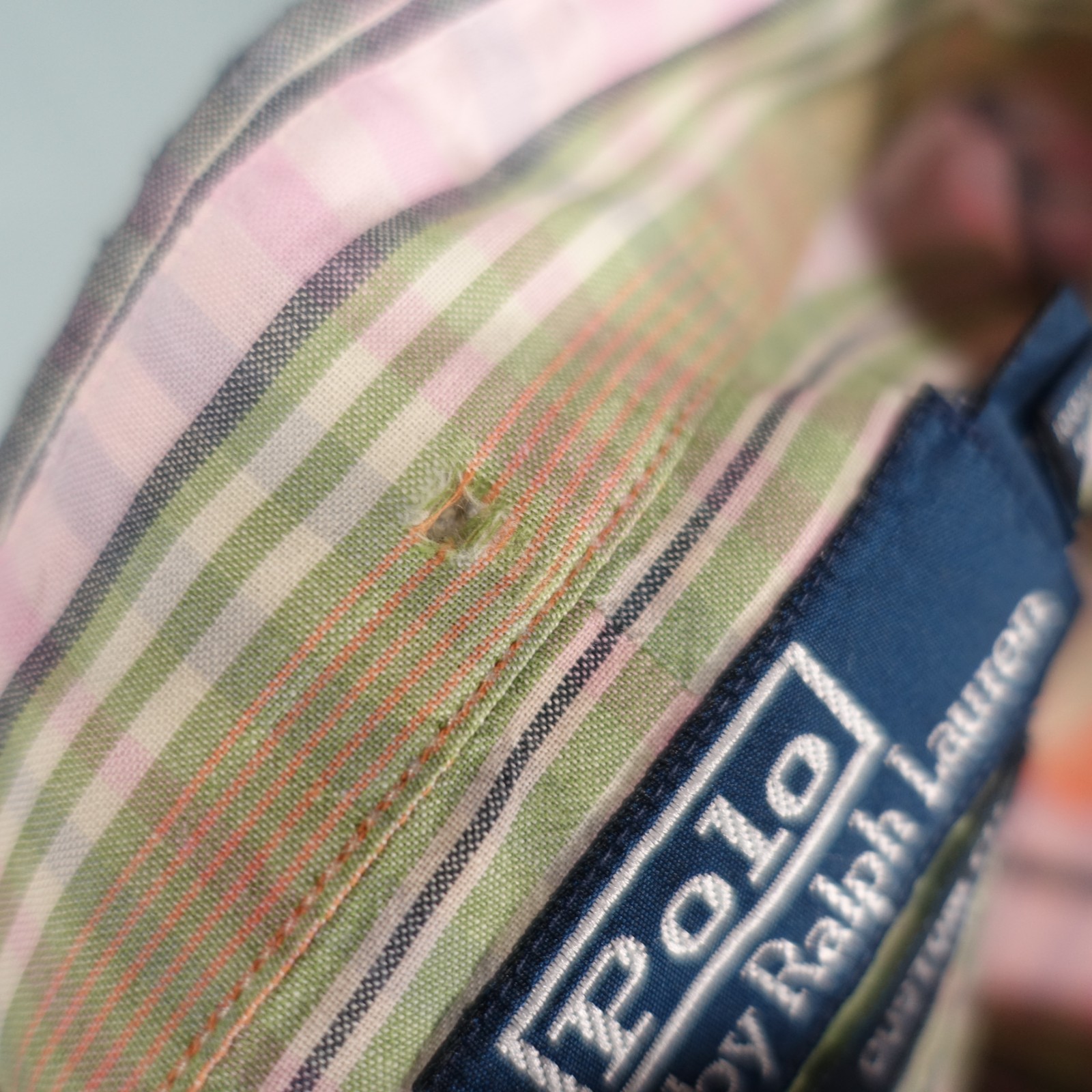 Vtg Polo Ralph Lauren Shirt Men Medium Pink Green Beige Custom Pony Button Down