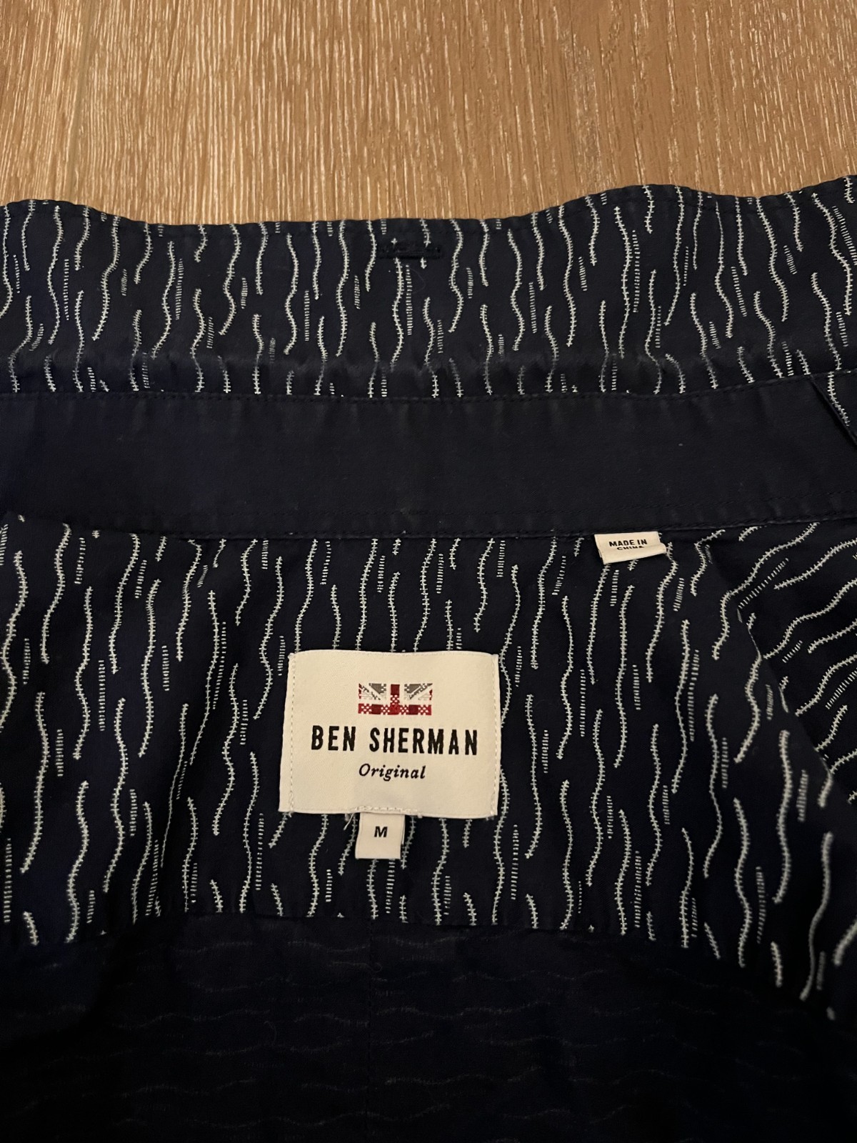 BEN SHERMAN 100% Cotton Men’s Wave Casual Long Sleeve Shirt – M – Indigo Blue