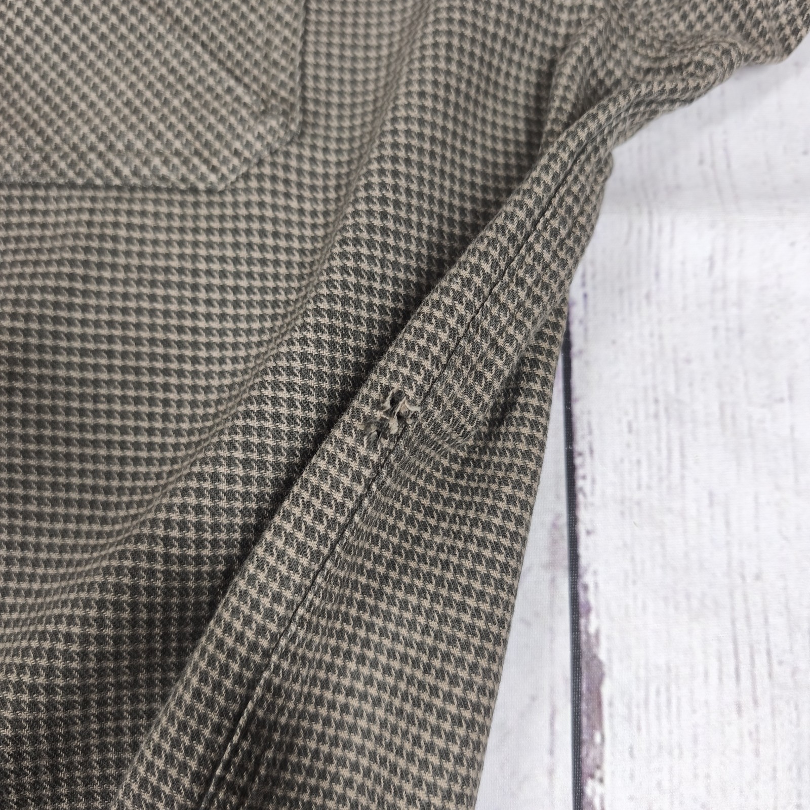 Wrangler Authentics Shirt Mens Large Brown Houndstooth Check Long Sleeve Cotton