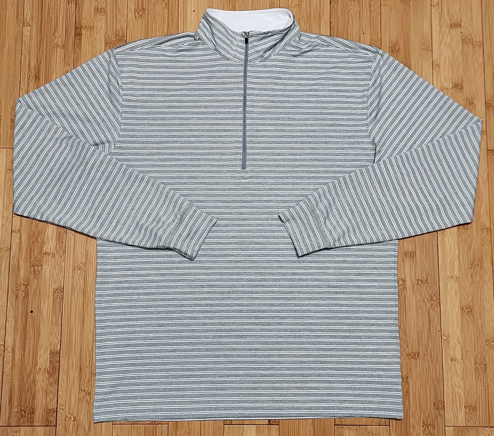 Straight Down 1/4 Zip Golf Pullover Collared Long Sleeve Men’s Medium Logo Gray
