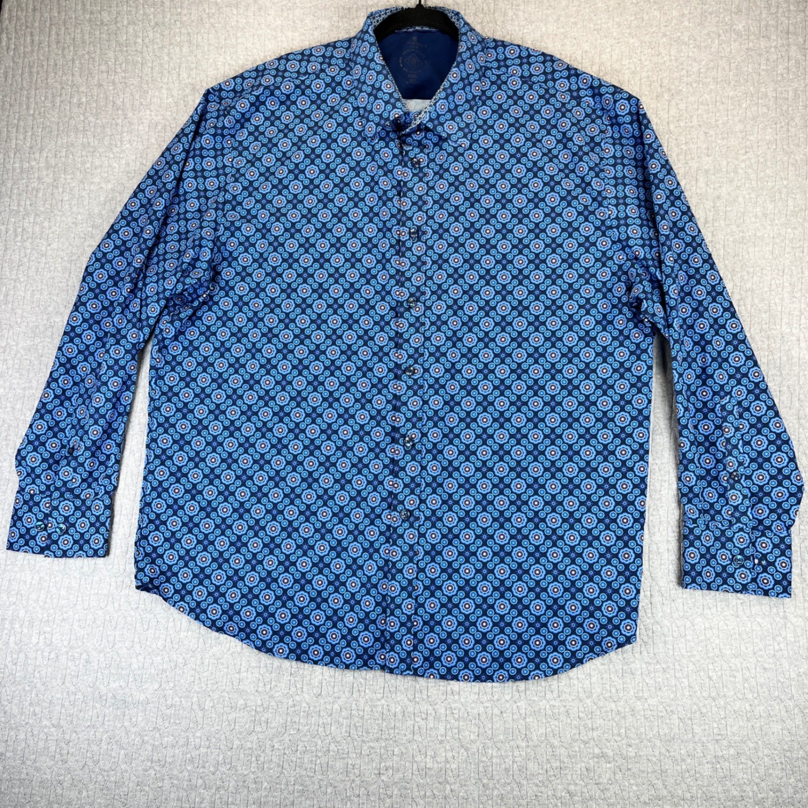 Construct Geometric performance dress shirt Men XXL Long Sleeve 4 Way Stretch
