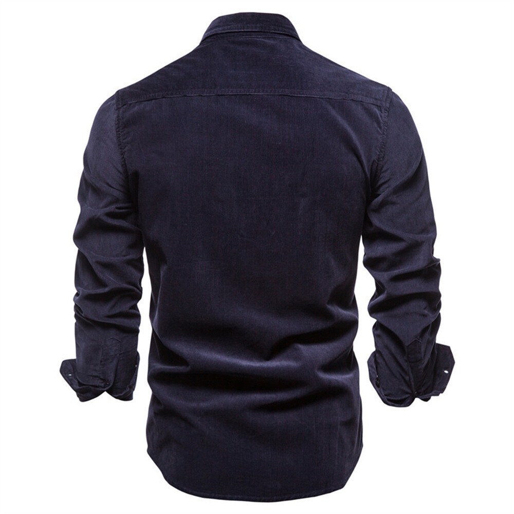 Men’s Shirt Autumn Warm Cotton Corduroy Slim Fit Casual Shirt Long Sleeve Jacket