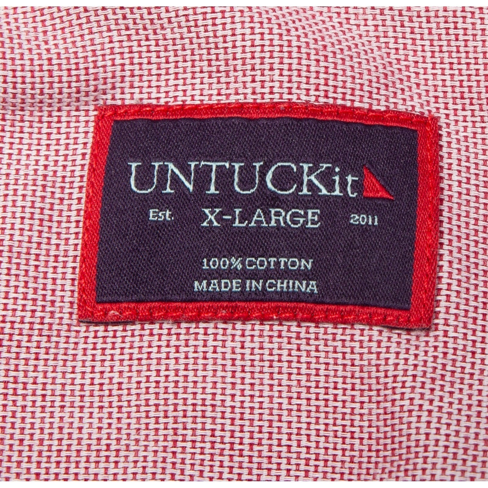 UNTUCKit Redwood Shirt Mens XL Red White Micro Pattern Long Sleeve Button Down