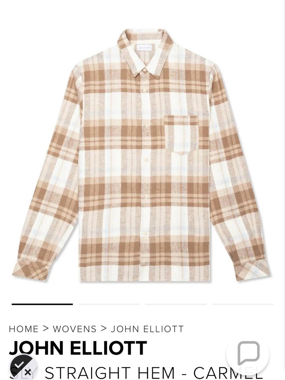 John Elliott Sly Straight Hem Carmel Shirt | Small