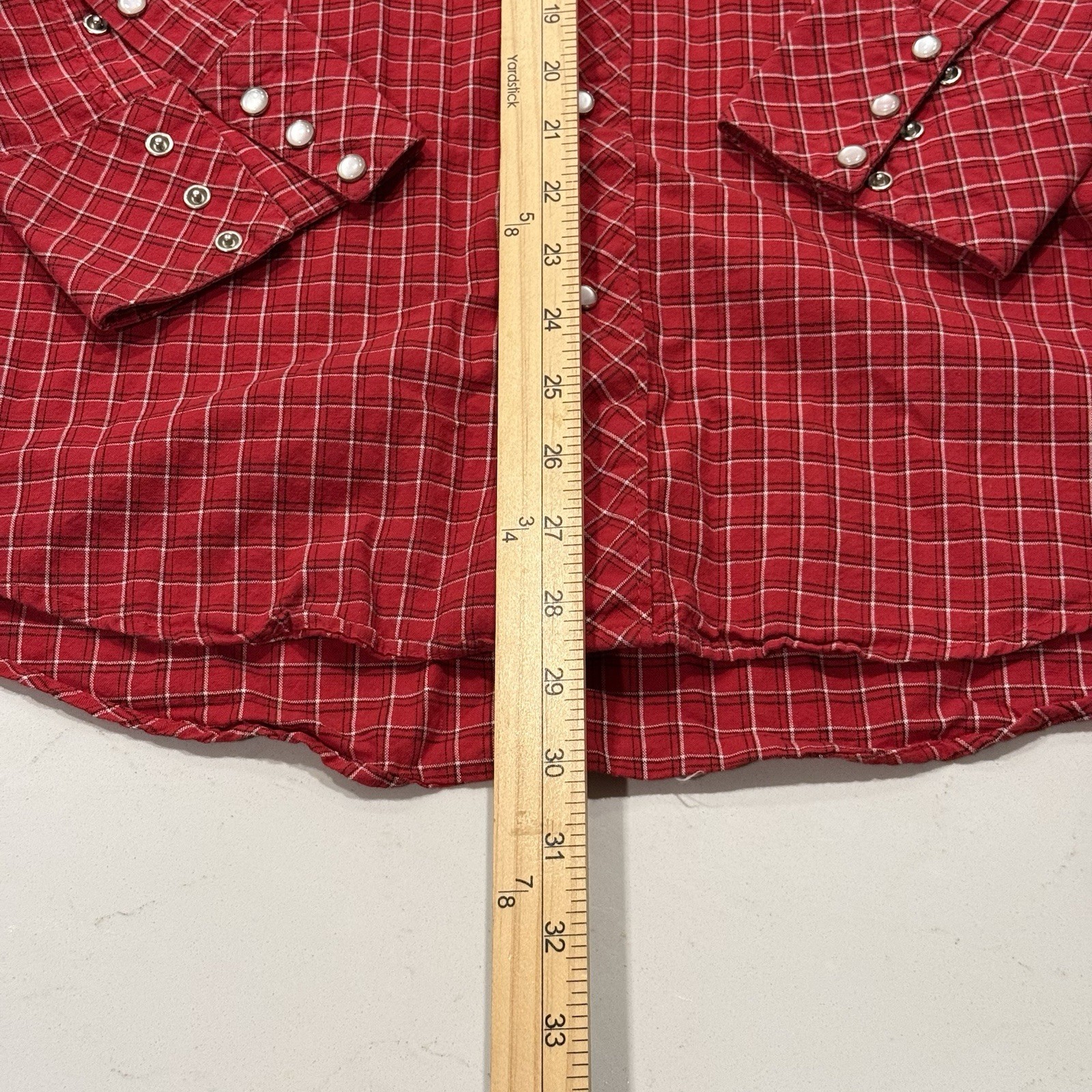 Vintage Custer Mens Red Plaid Western Pearl Snap Shirt Long Sleeve Large L