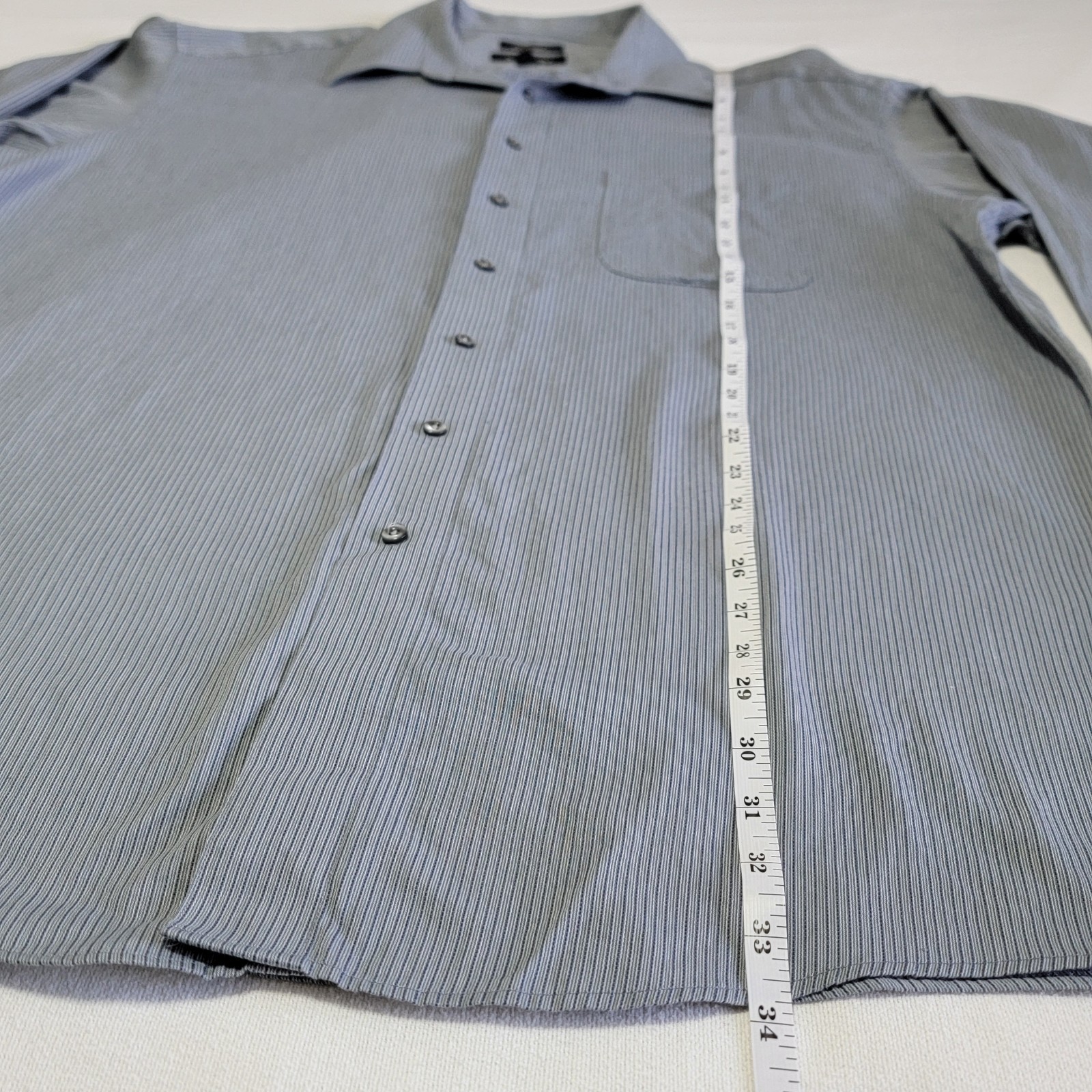 Murano Long-Sleeve Button-Down Men’s Shirt Striped Grey 18/36 Tall (Chest 52 in)