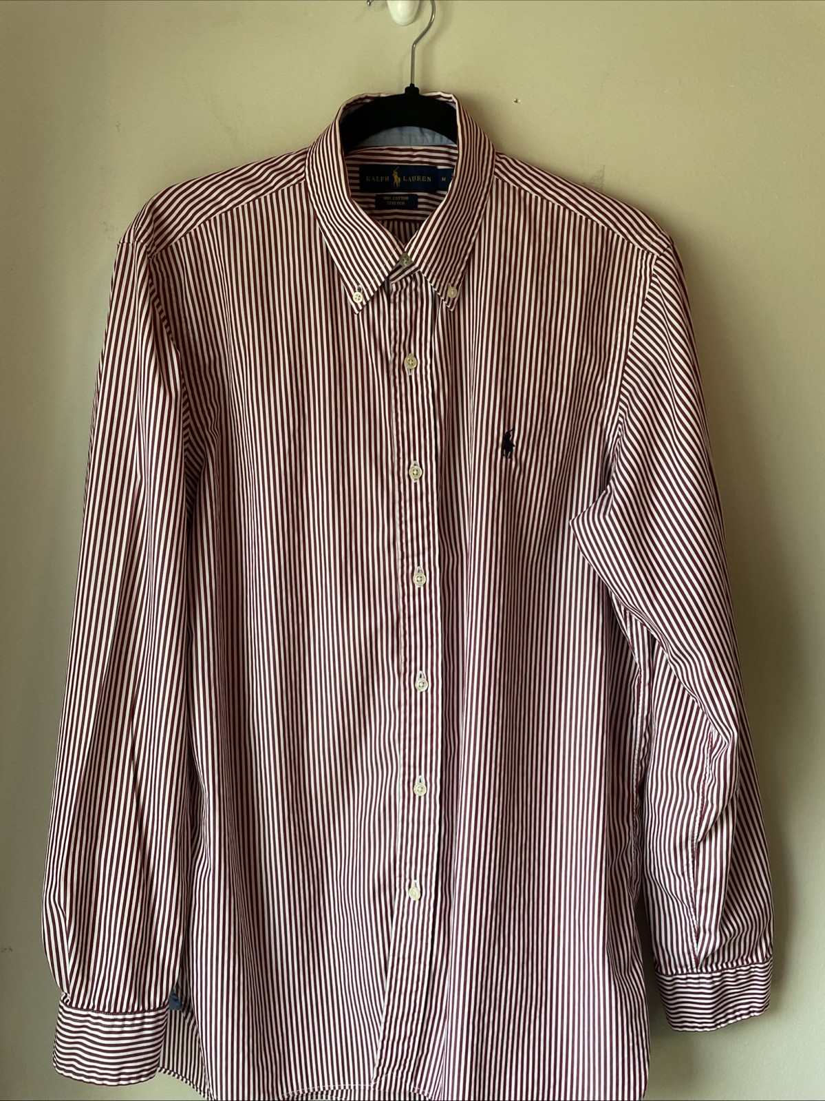 Ralph Lauren Large Classic Fit Striped Preppy Shirt MED Blue Pony