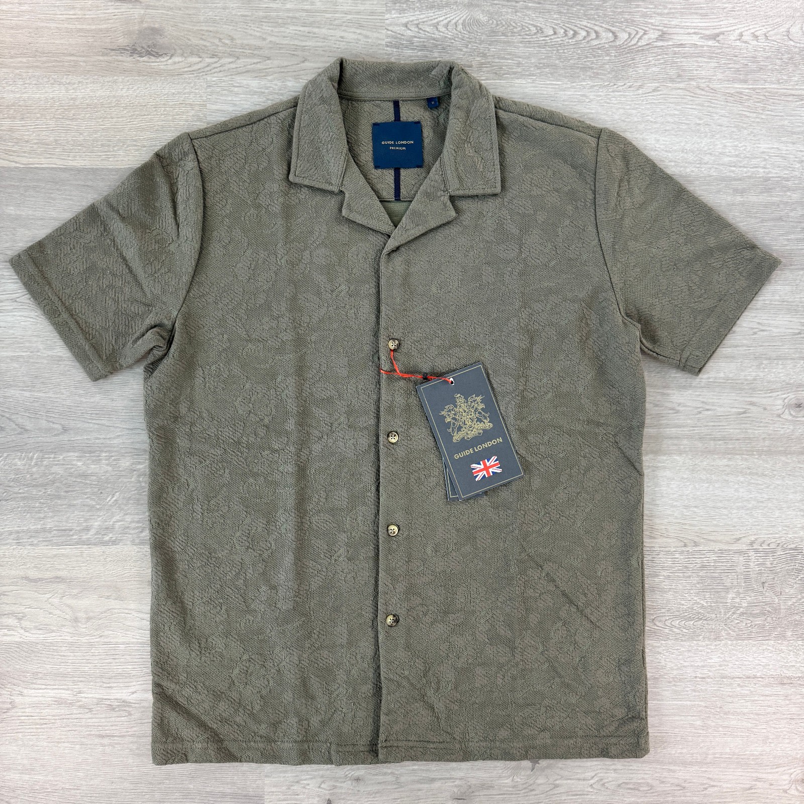 NWT Guide London Premium Soft Touch Camp Shirt Olive Green Men Medium HS2902 $95