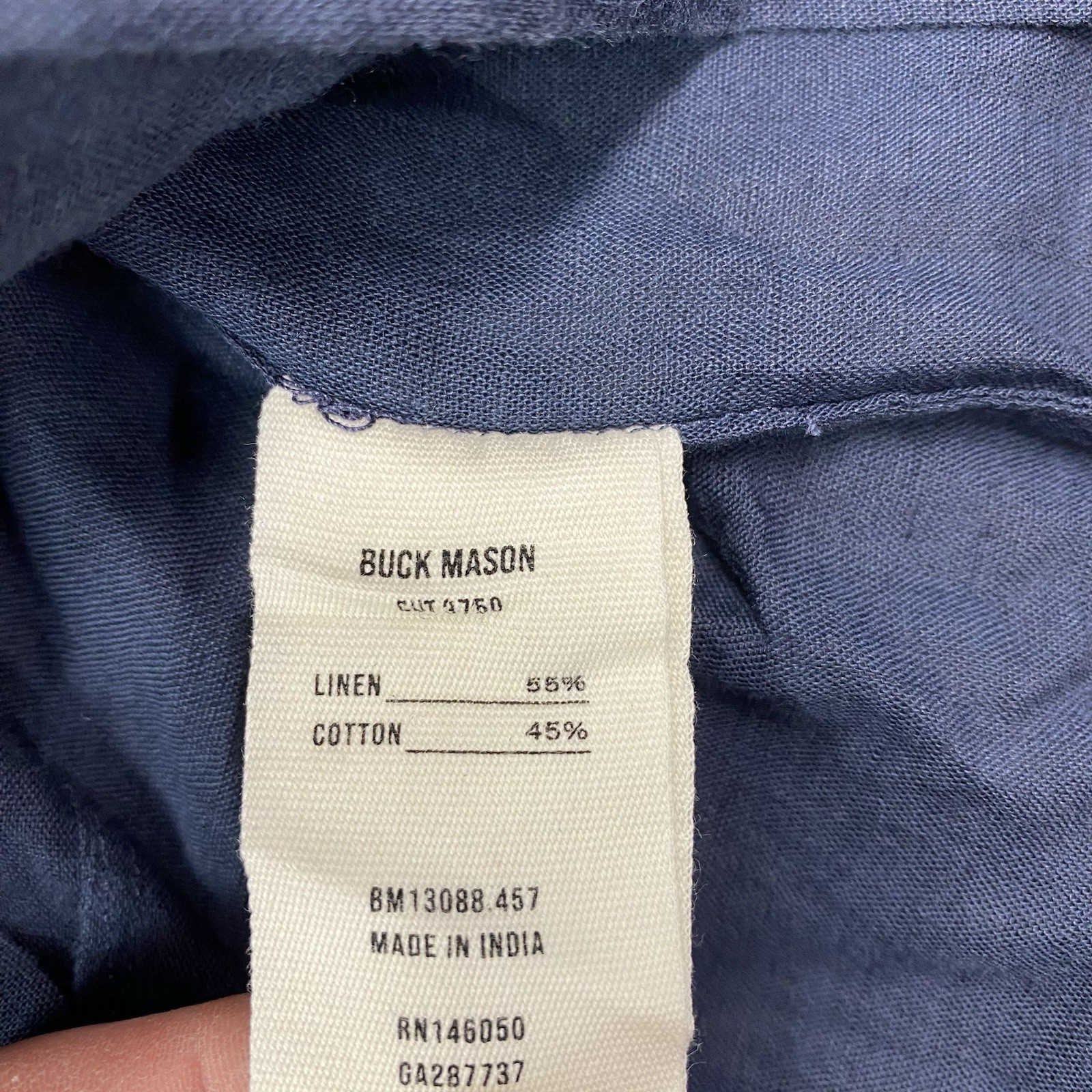 Buck Mason Shirt Mens Extra Small Ocean Breeze Cotton Linen Camp Shirt Button Up