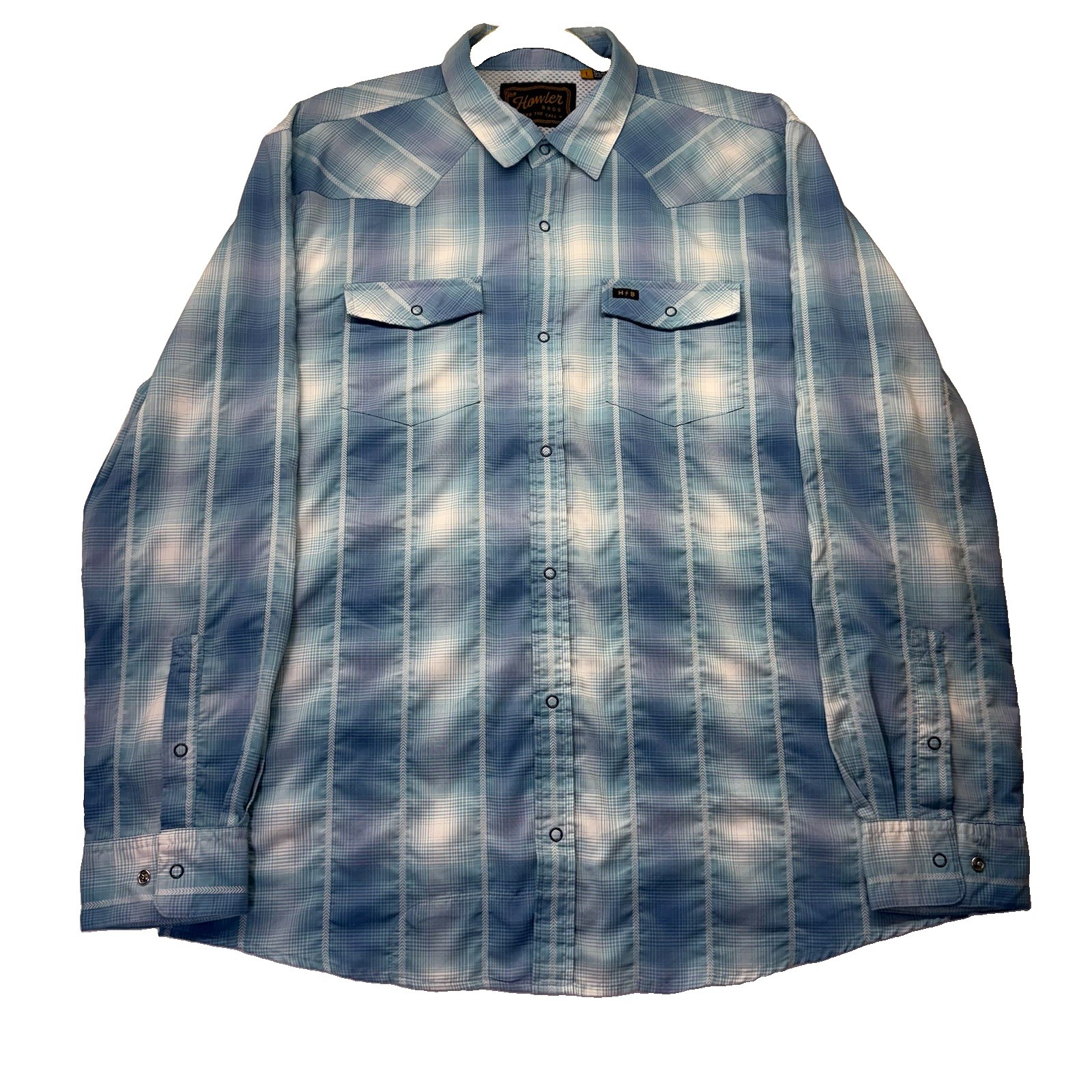 Howler Bros H Bar B Tech Snap Long Sleeve Men’s Large Vented Blue