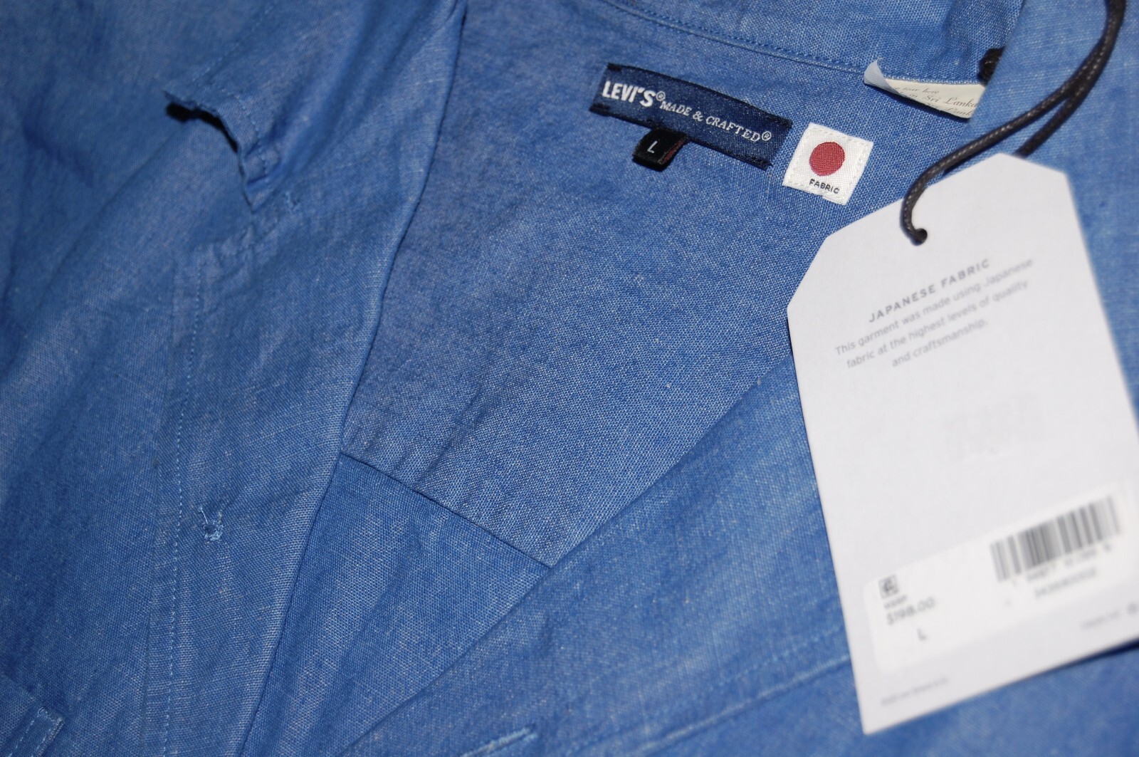 Levis Made and Crafted Men’s Japanese Fabric Two Pocket Camp Blue Shirt Size L