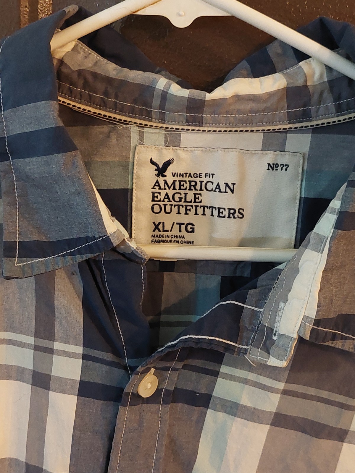 American Eagle Outfitters Vintage Fit Plaid Long Sleeve Button-Up Shirt XL