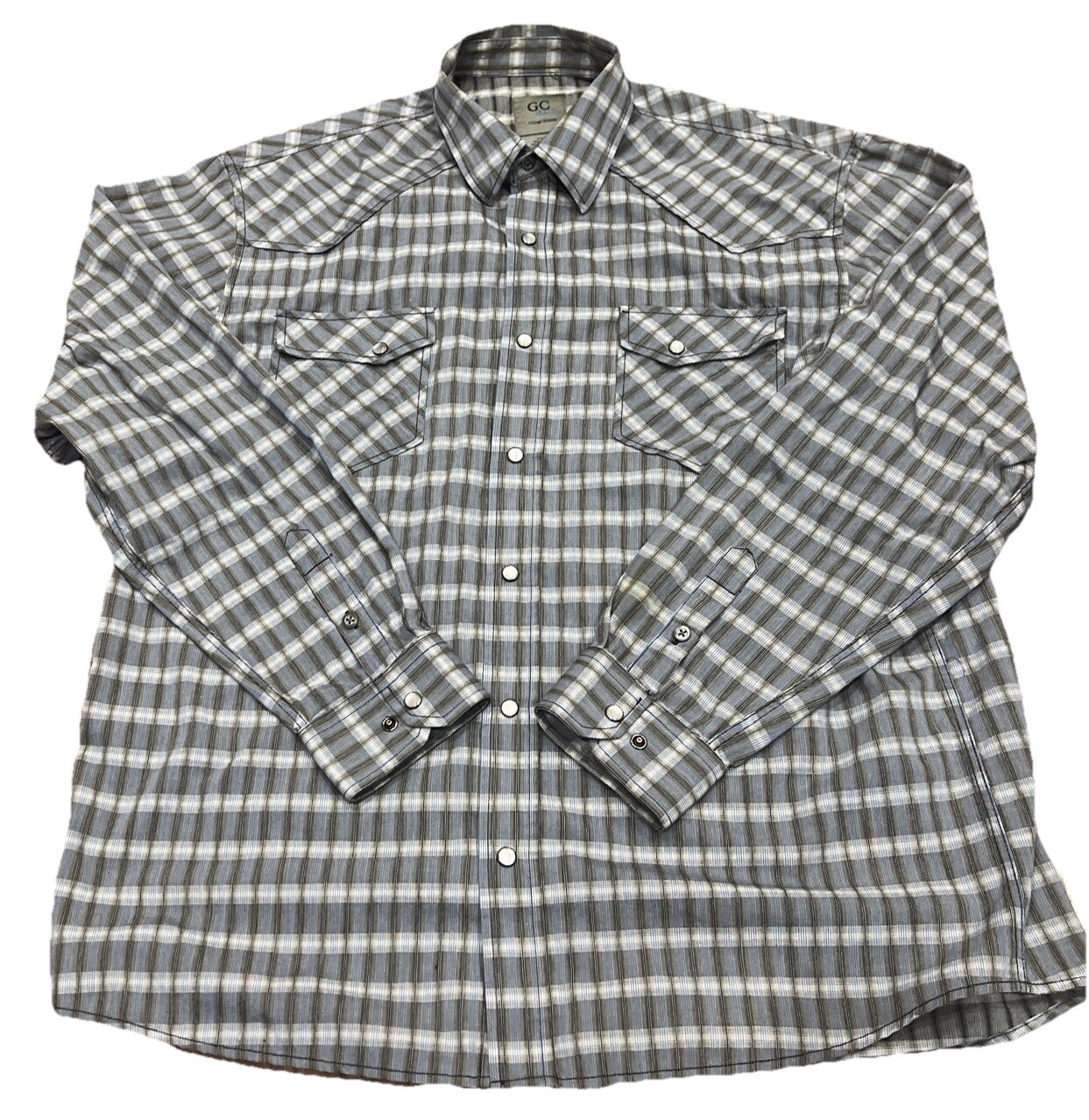 Vintage Cowboy Shirt Mens XL Pearl Snap Long Sleeve Shacket Western Grunge