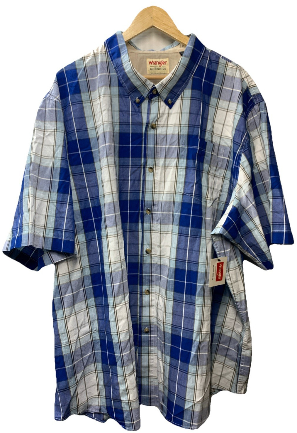 Wrangler Authentics Men’s Short Sleeve Classic Plaid Woven Shirt Size 3XL/3TG